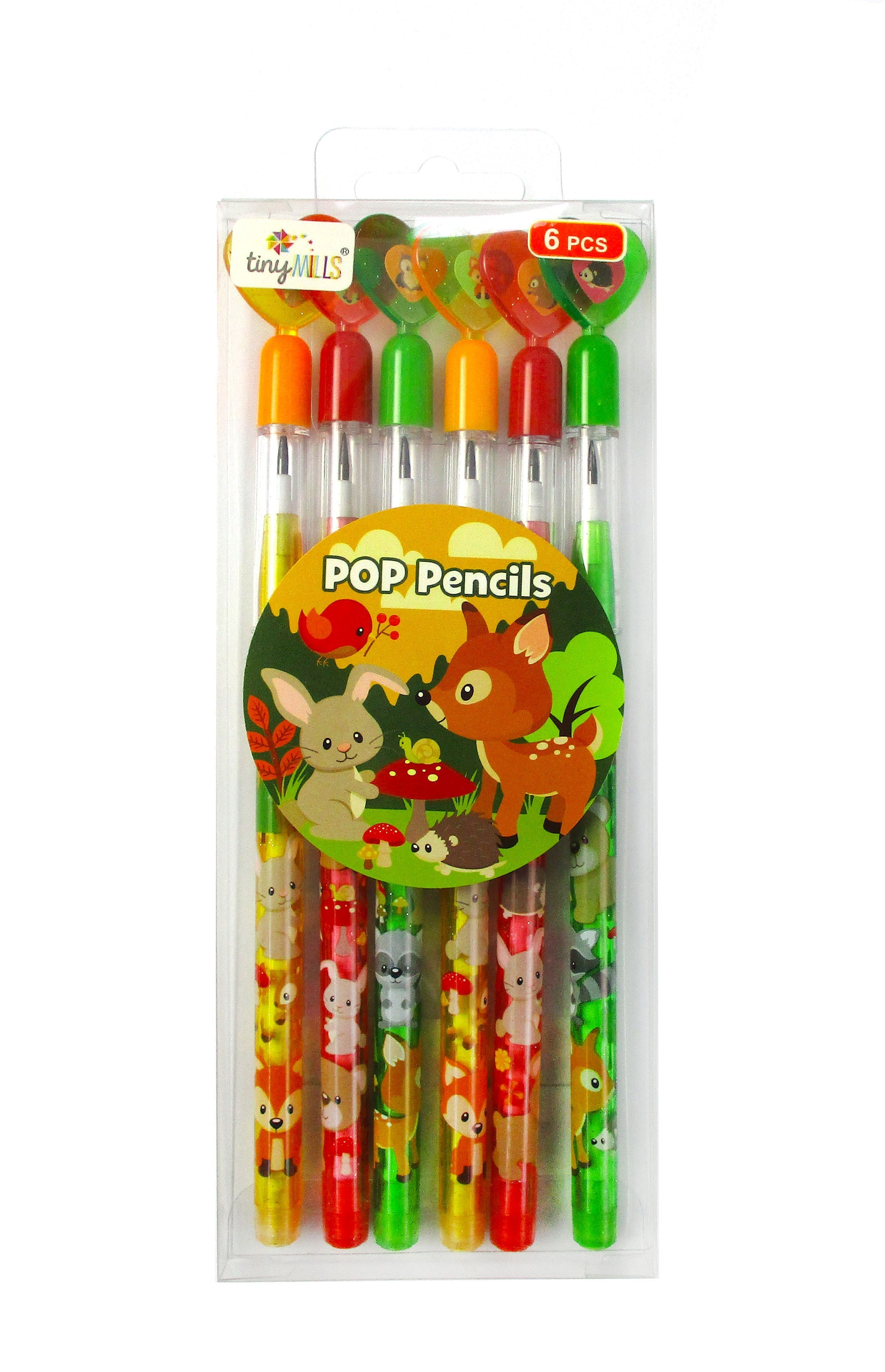 Woodland Animals Stackable Multi Point Pencils - Set Of 6
