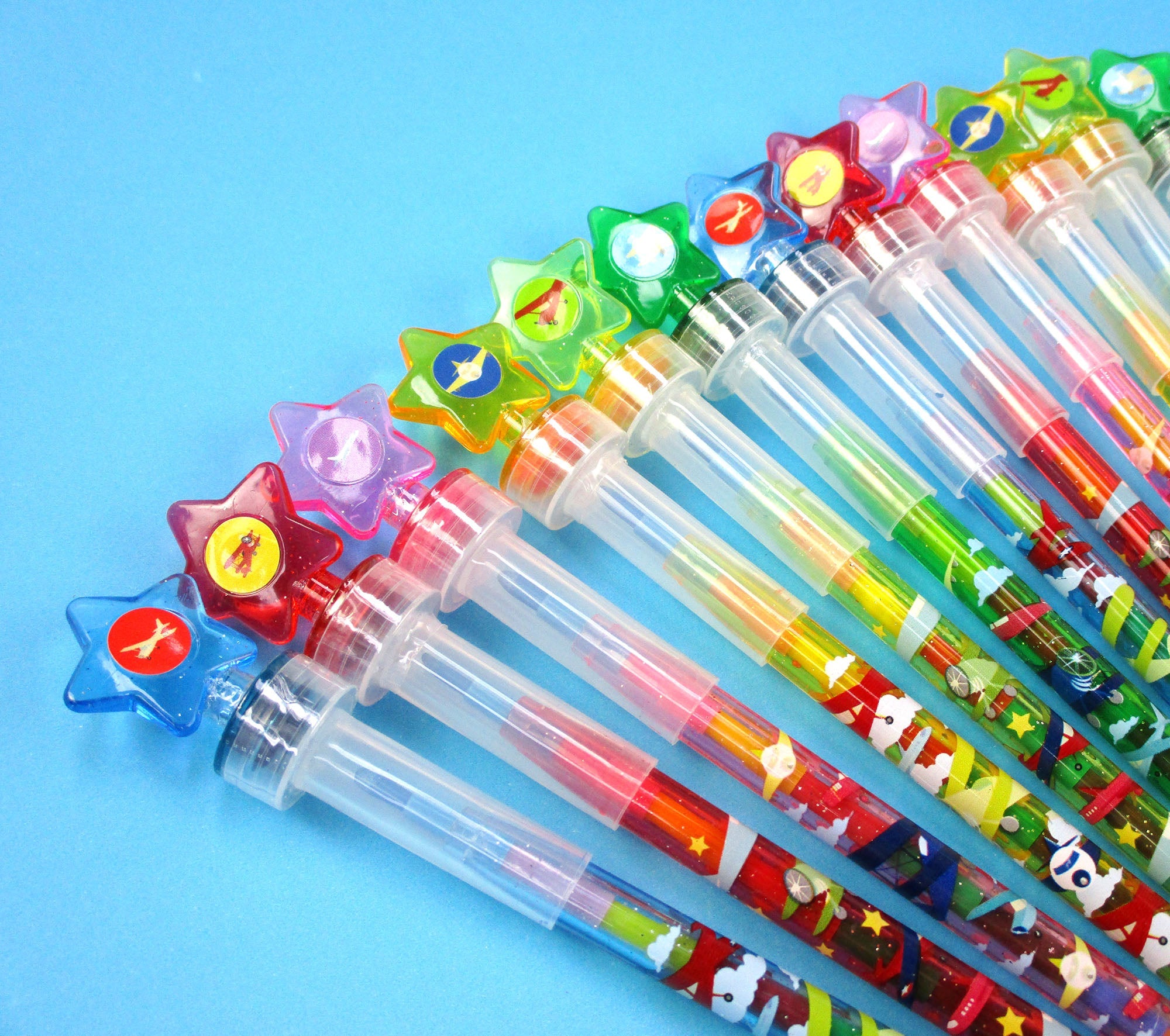 Airplane Stackable Crayon With Stamper Topper