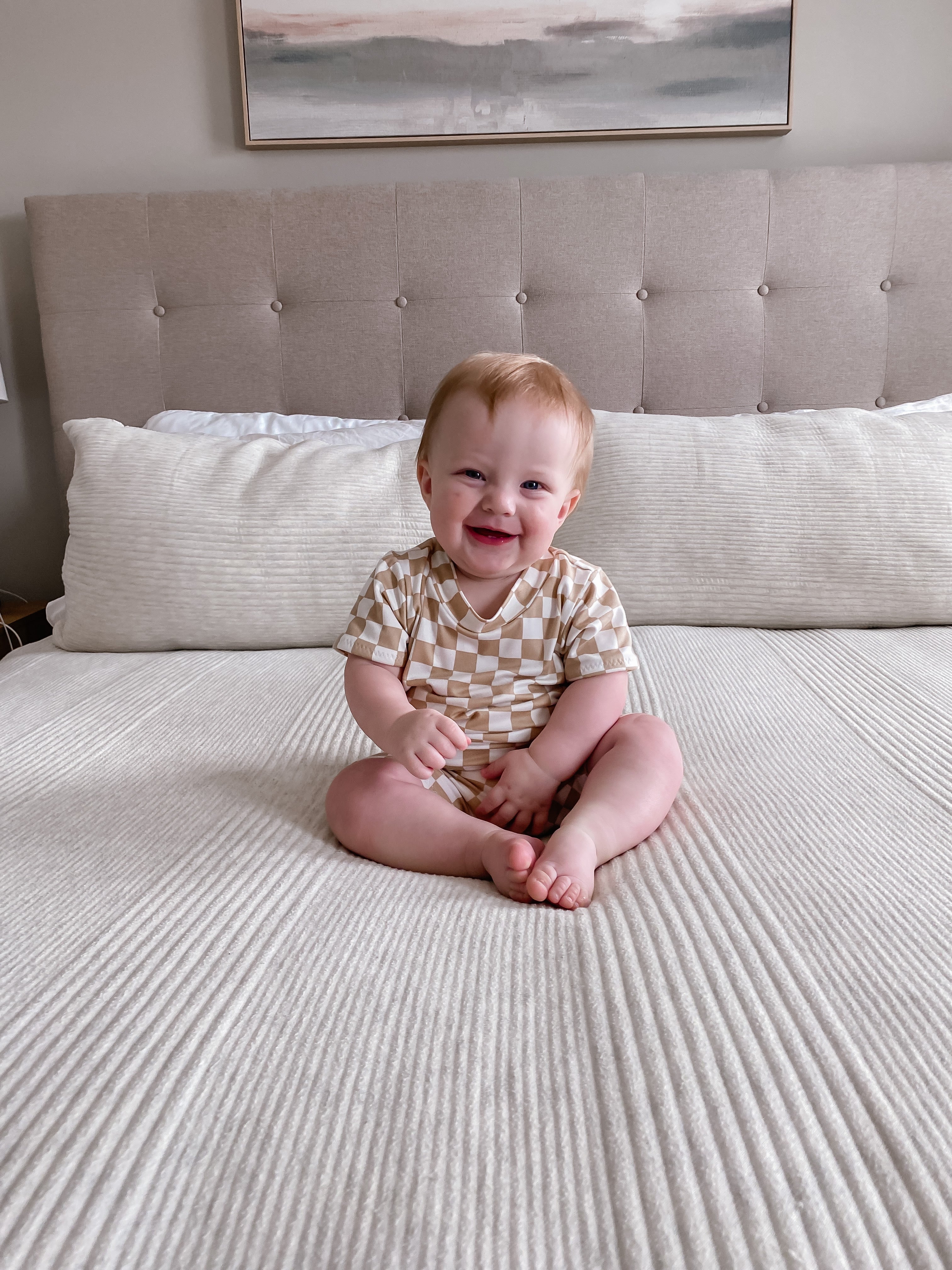 Taupe Retro Checkered Summer Lounge Set