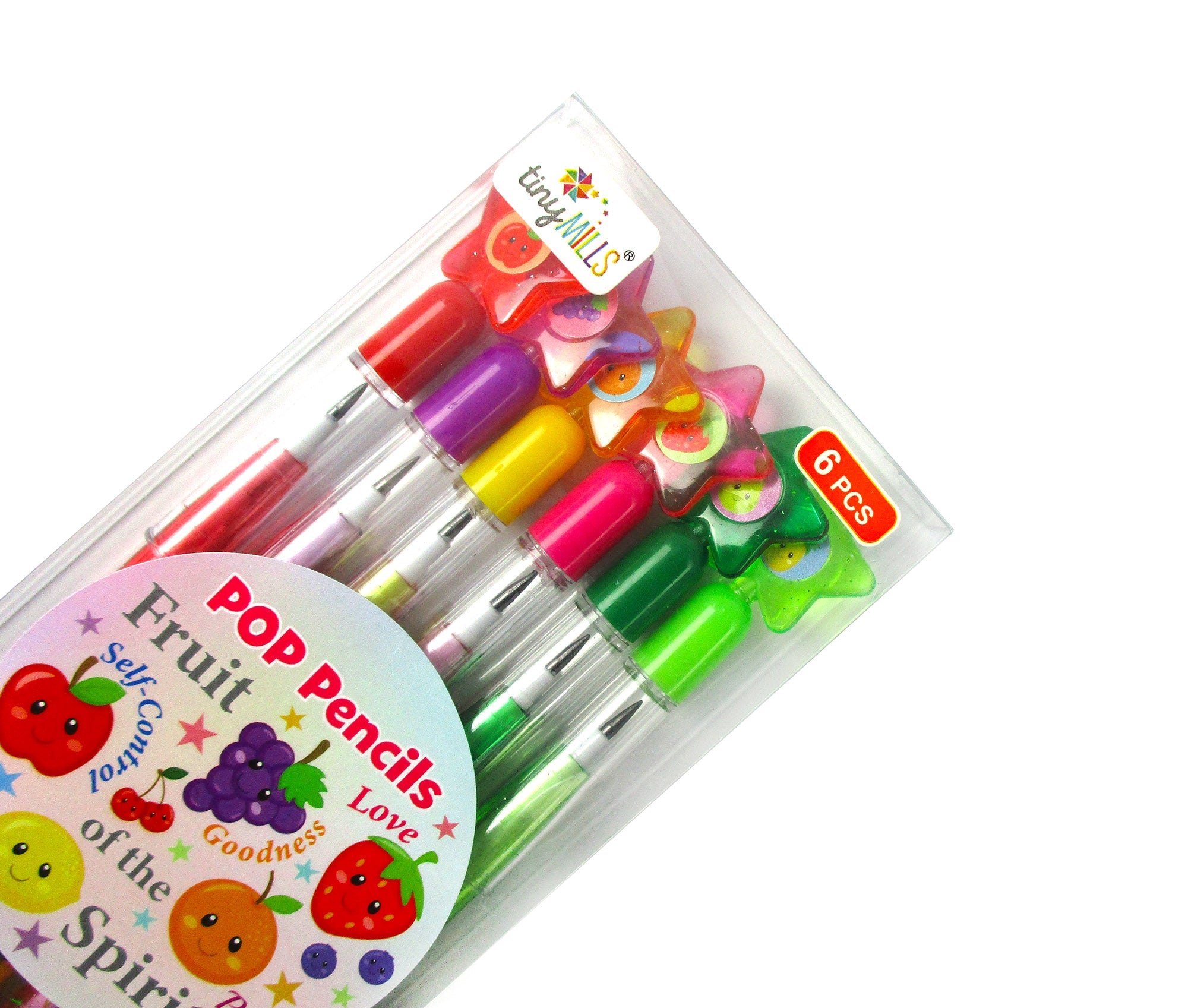 Fruit Of The Spirit Stackable Multi Point Pencils - Set Of 6