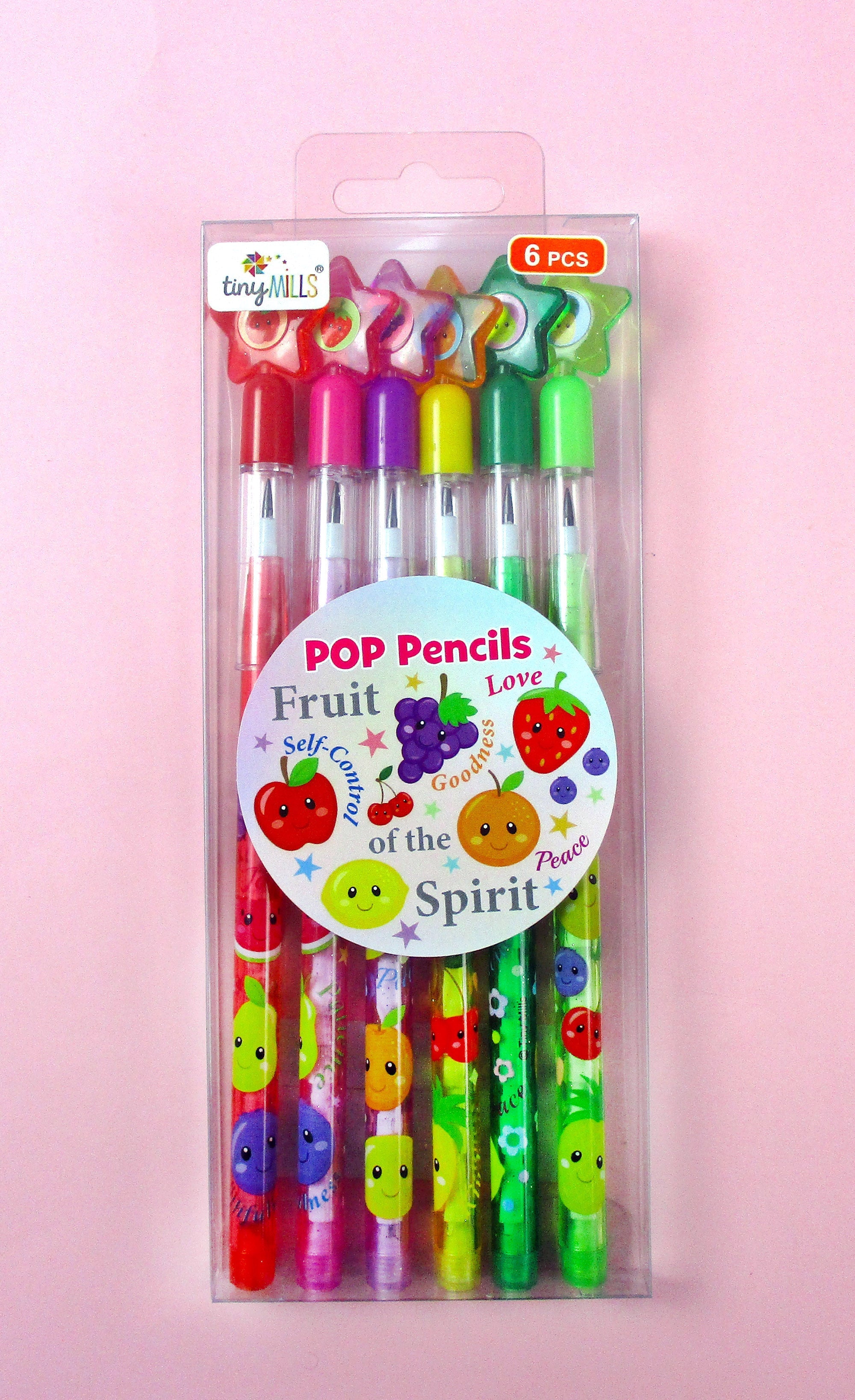 Fruit Of The Spirit Stackable Multi Point Pencils - Set Of 6