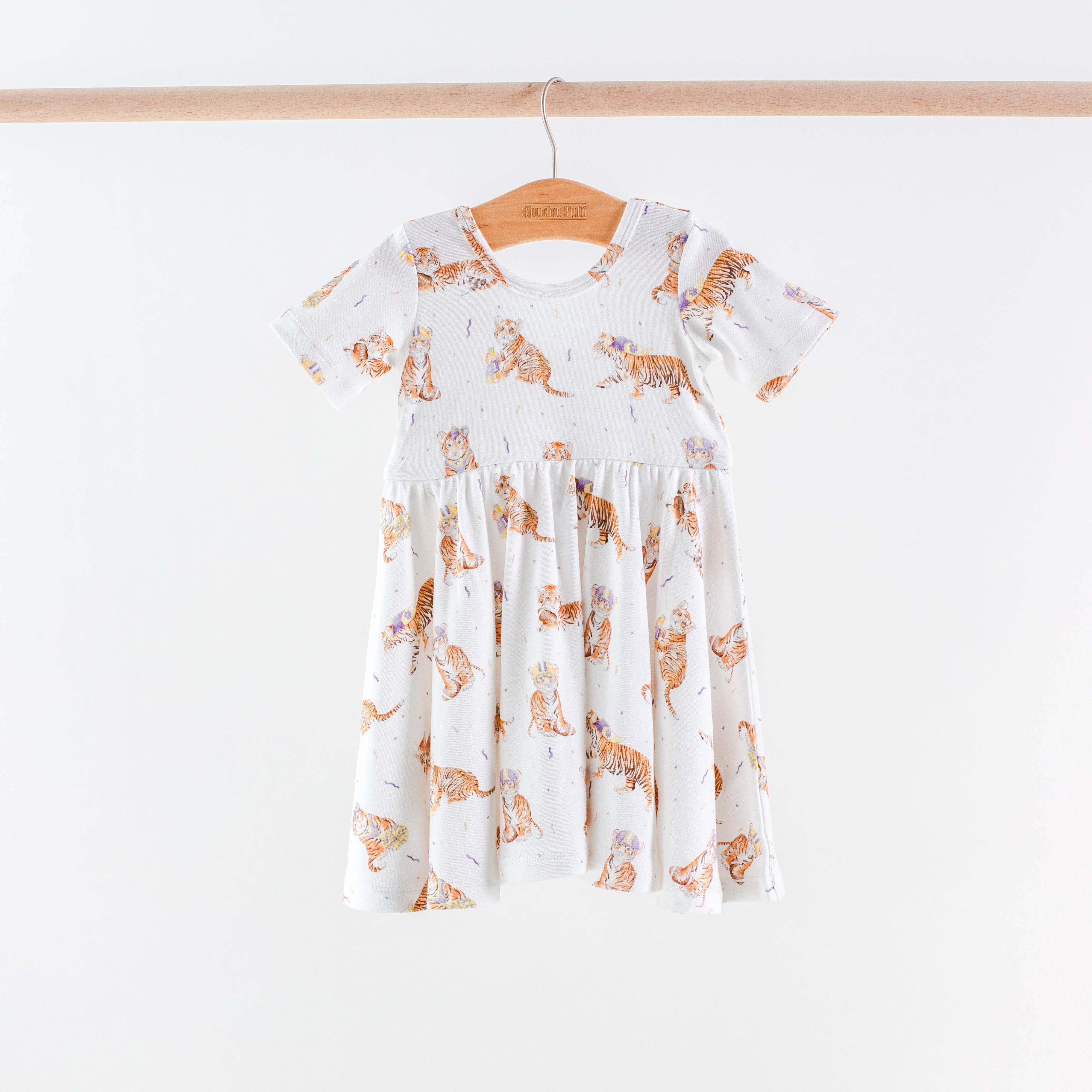 Mvc: Purple Tigers Organic Cotton Twirl Dress