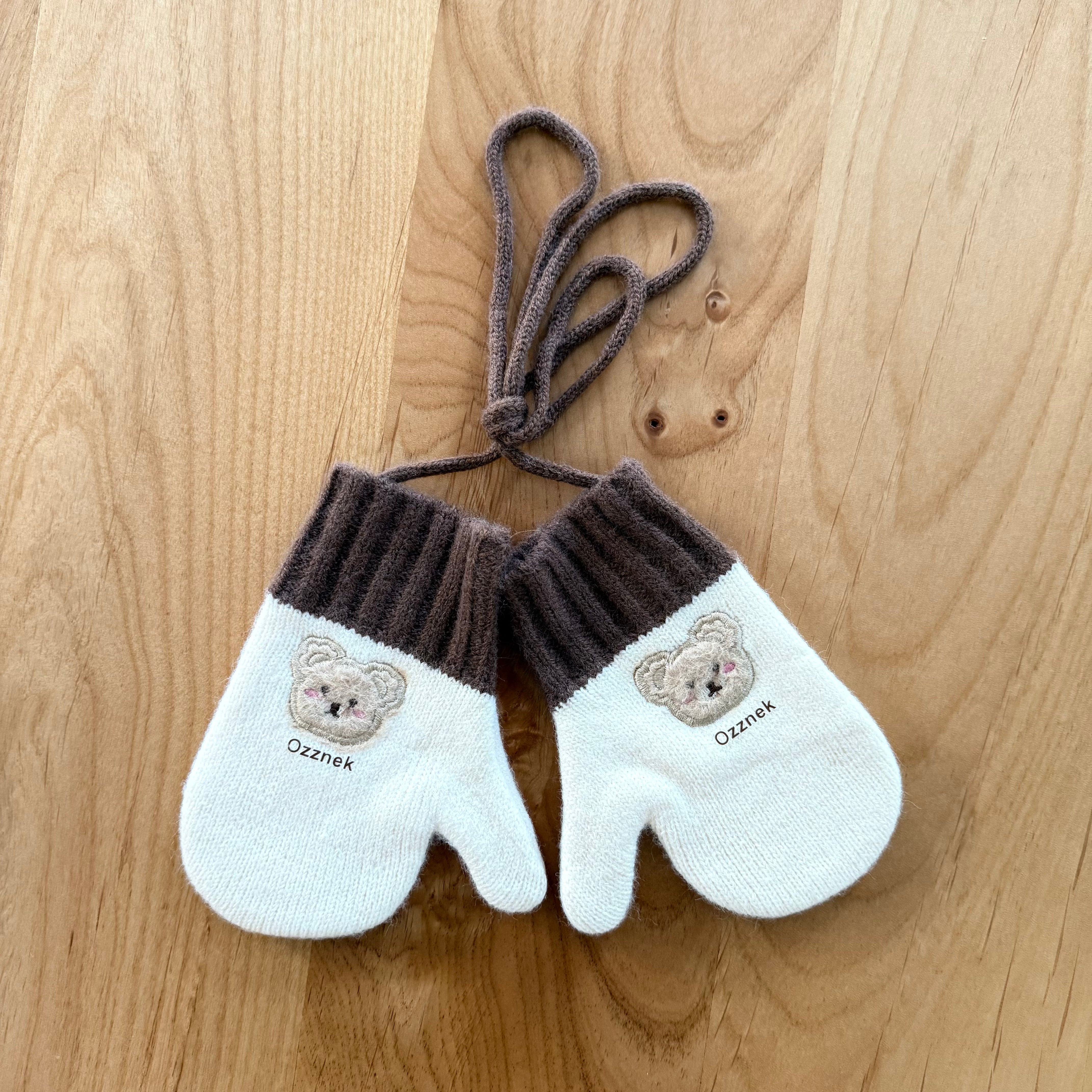 Kids Winter Gloves With String | Warm Toddler Mittens 2-5y
