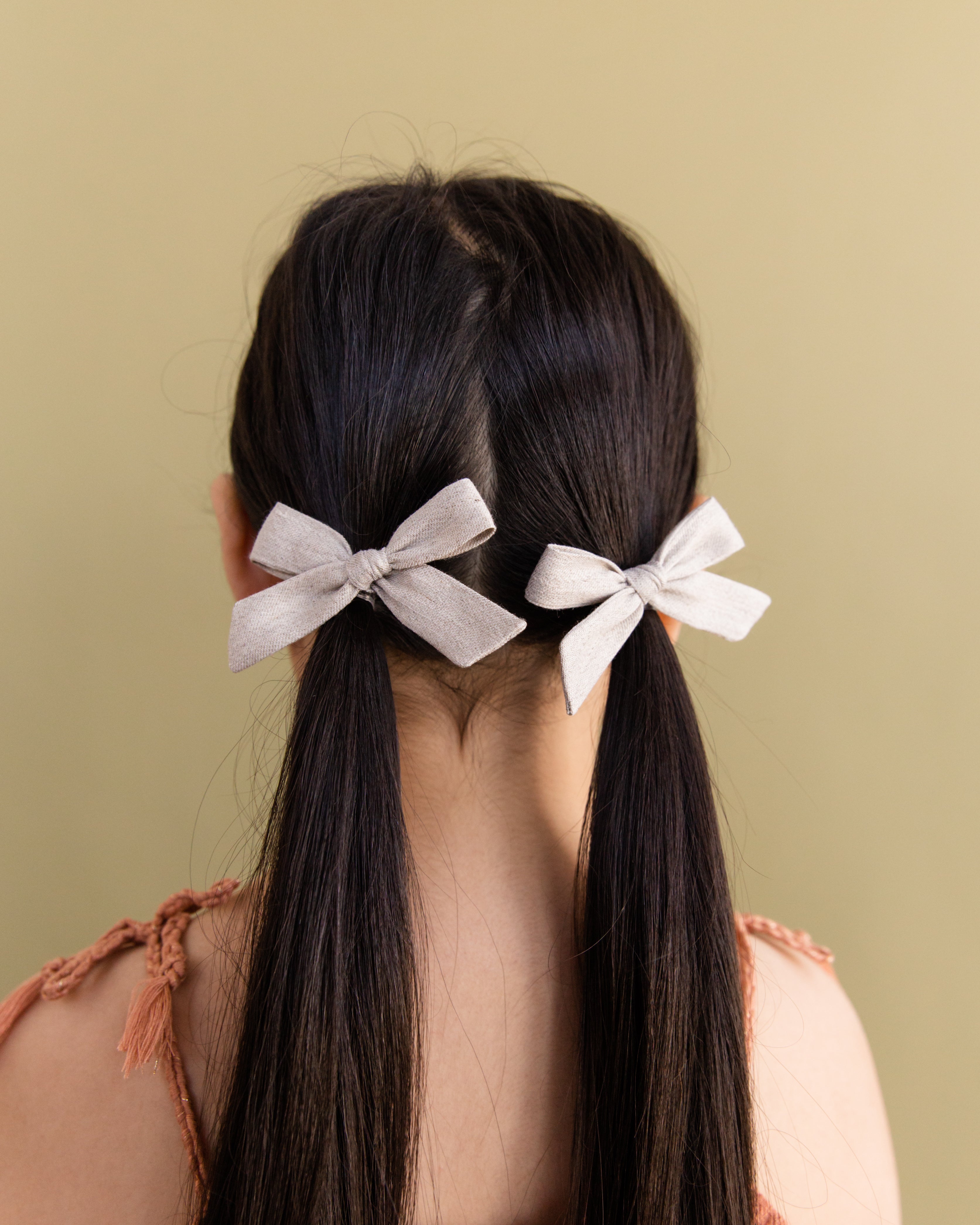 Flax | Pigtail Set - Hand-tied Bow