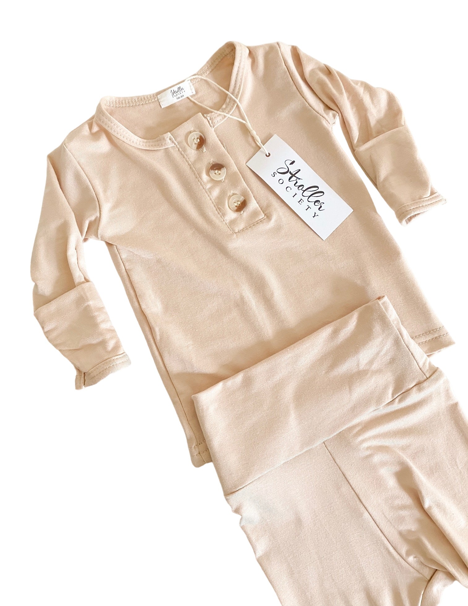 Top And Bottom Outfit Set (newborn-12 Months Sizes) Sand