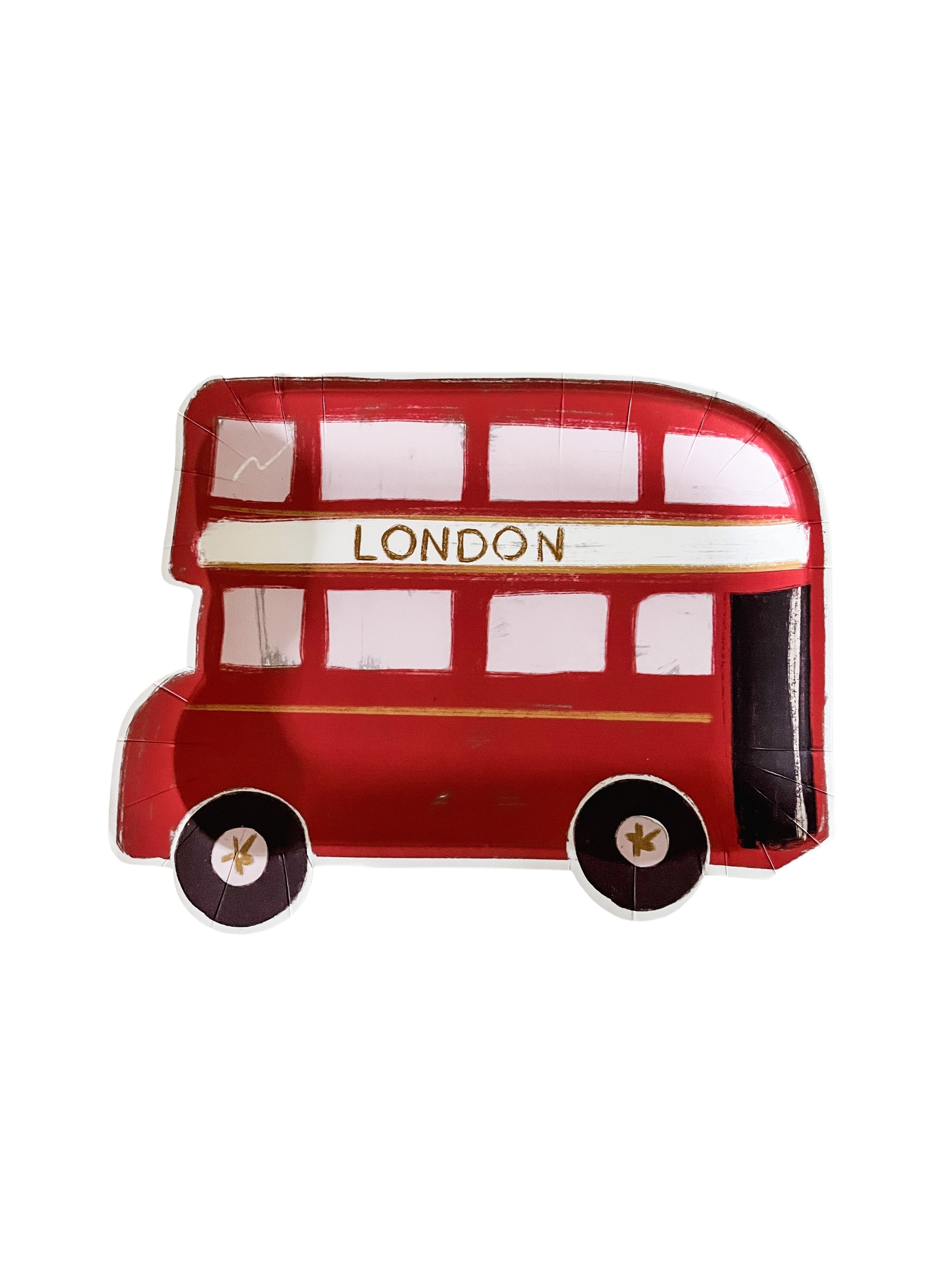 London Bus Small Shaped Plate, 8 Inch, Pack Of 8