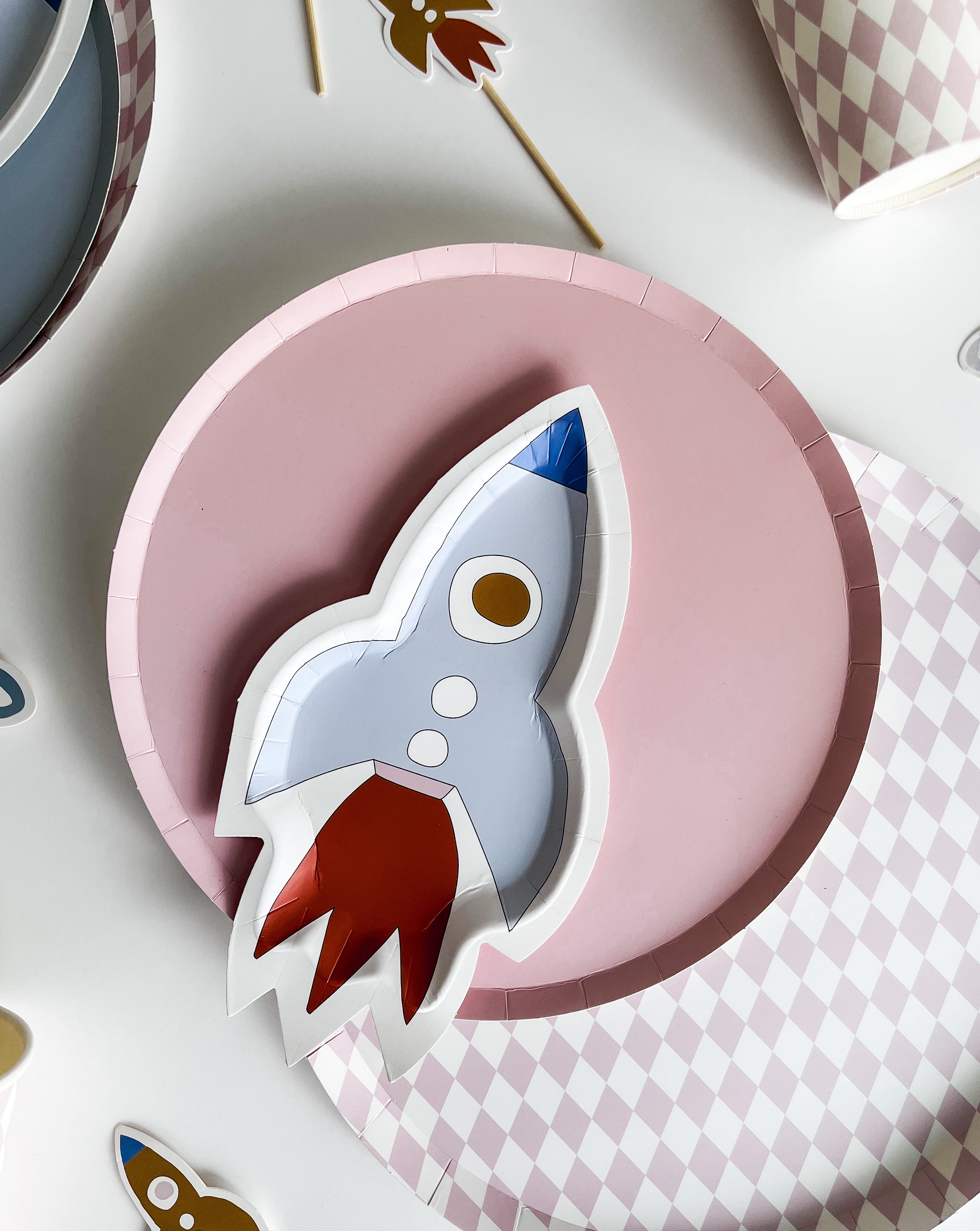 Mini Rocketship Snack Plate (set Of 8)