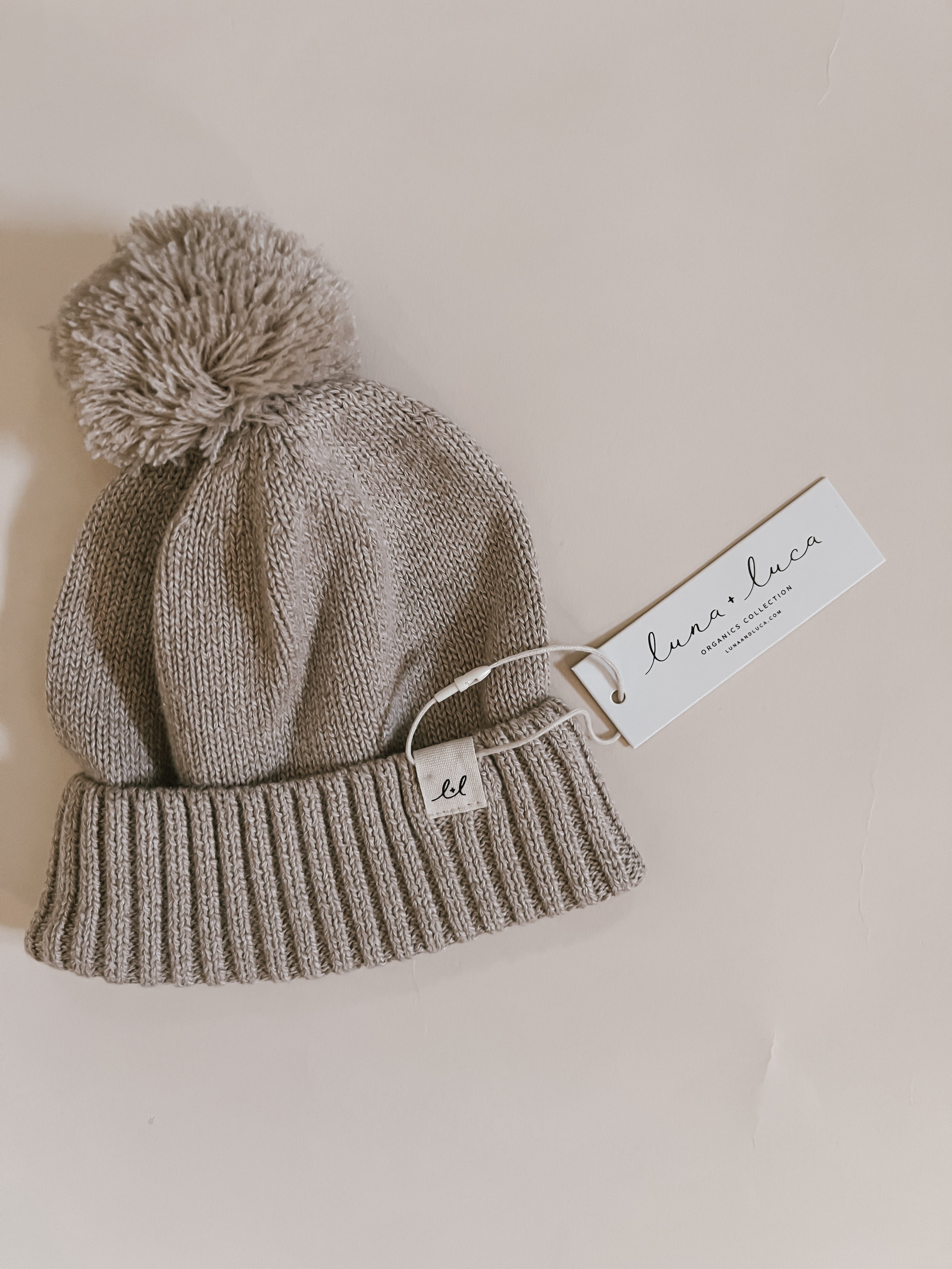 Luna + Luca Pom Beanie - Heather Beige