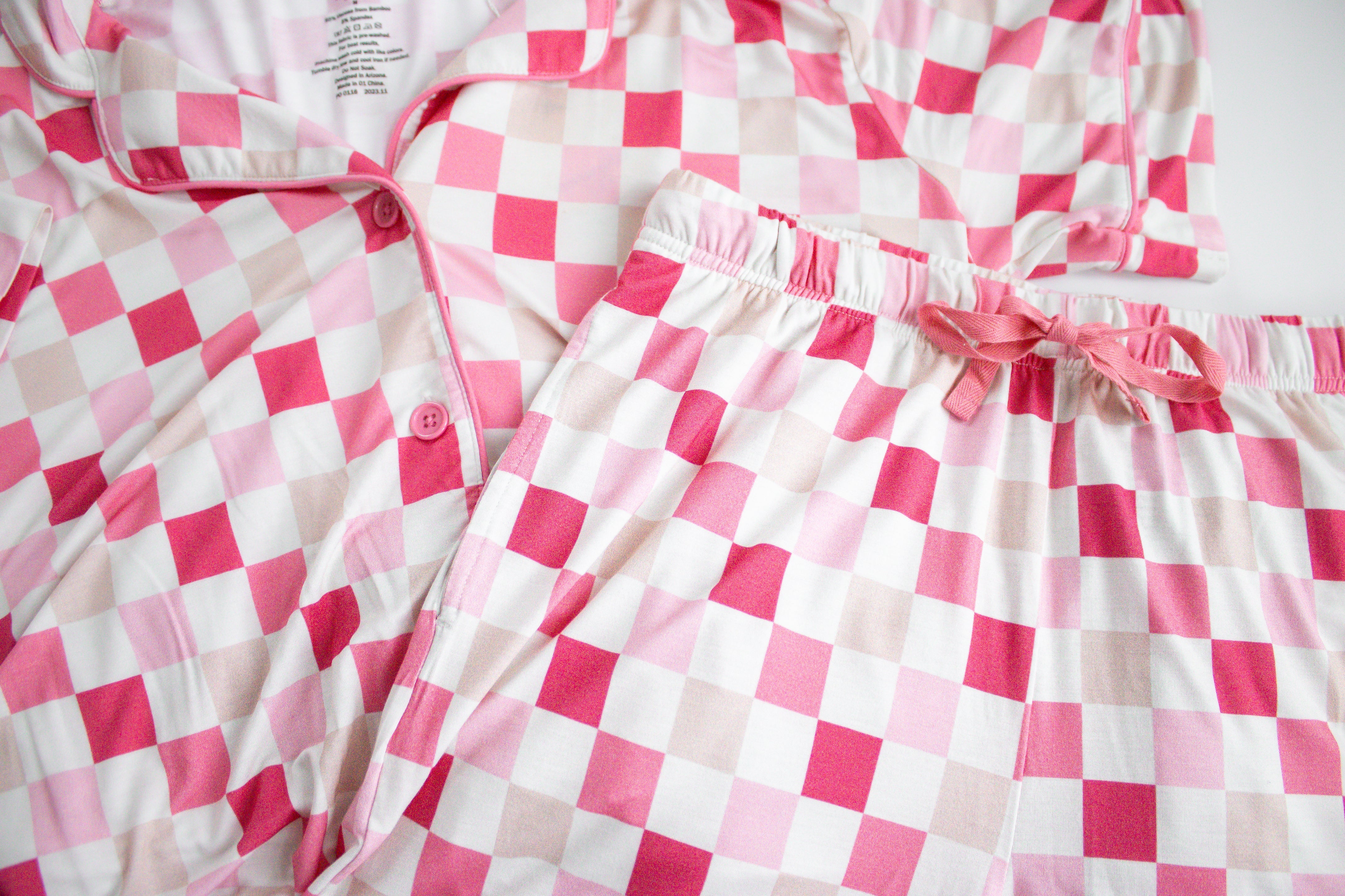 Dreamy Pink Checkers Women’s Relaxed Flare Dream Set