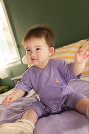 Lilac Pointelle Baby Kimono Onesie