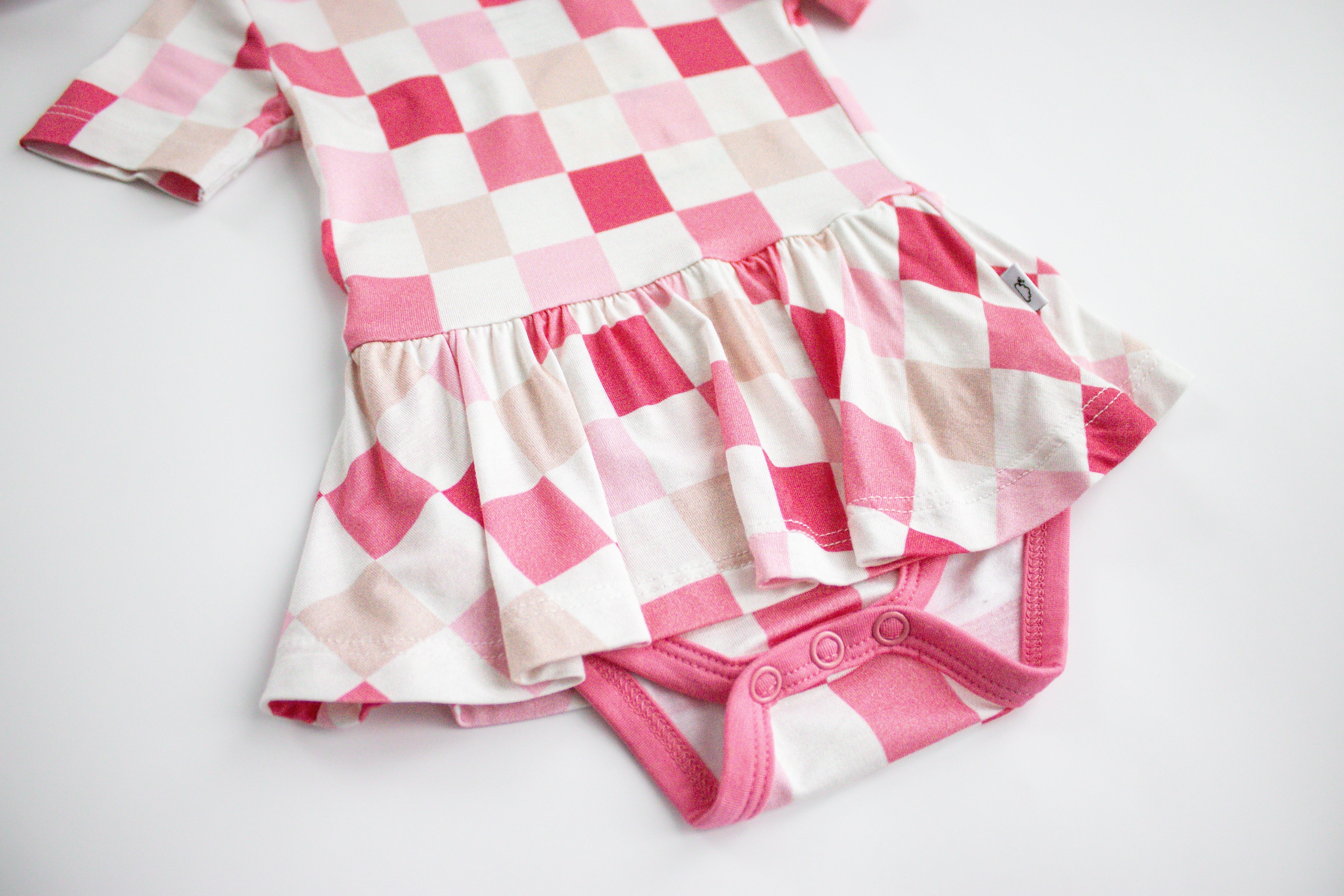 Dreamy Pink Checkers Dream Bodysuit Dress