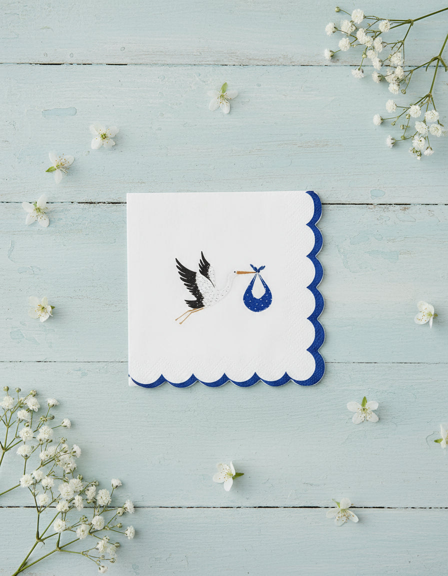 Blue Baby Shower Napkins (set Of 16)