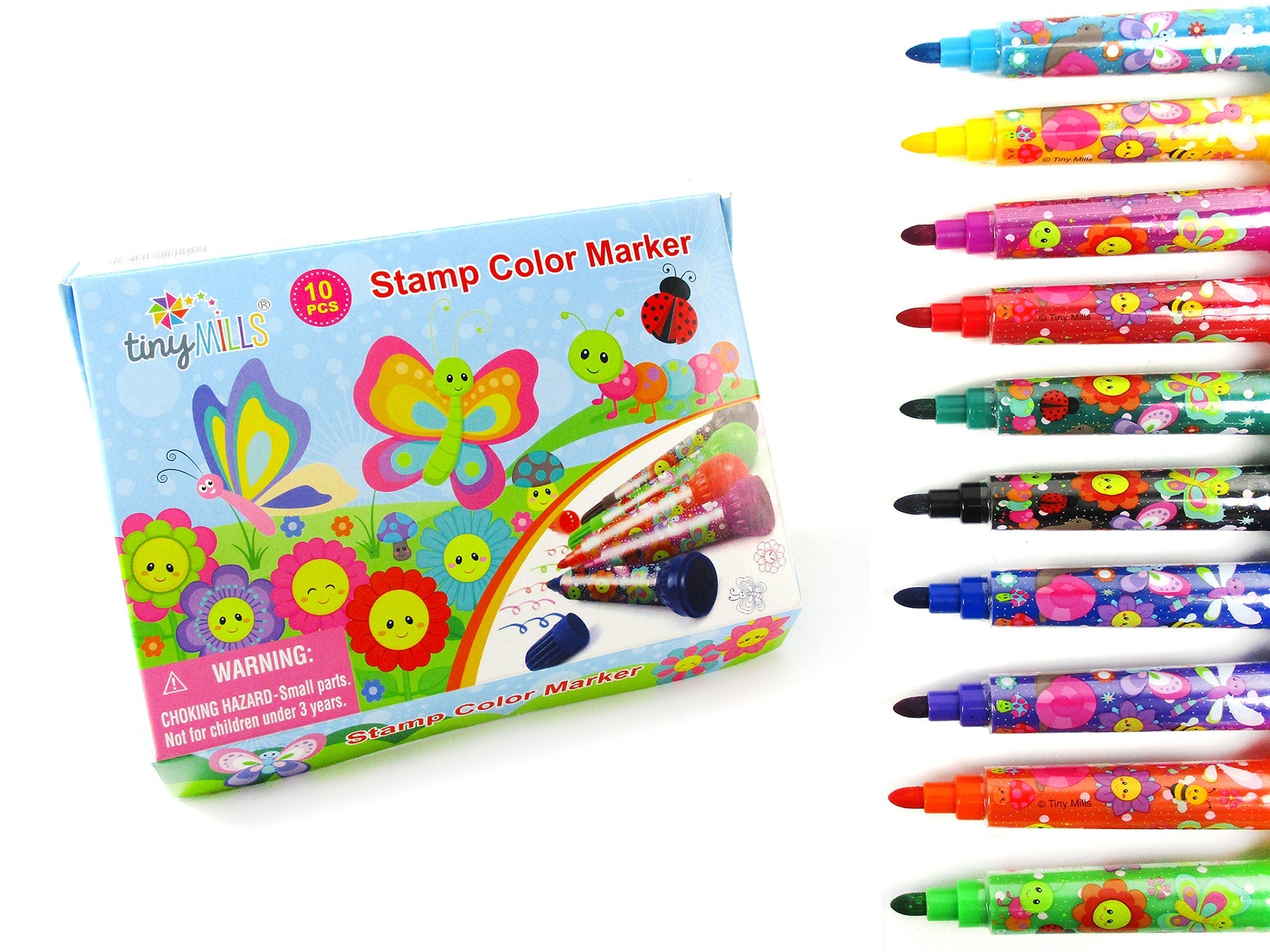 Butterfly And Flowers Stamp Marker Set - Set Of 10