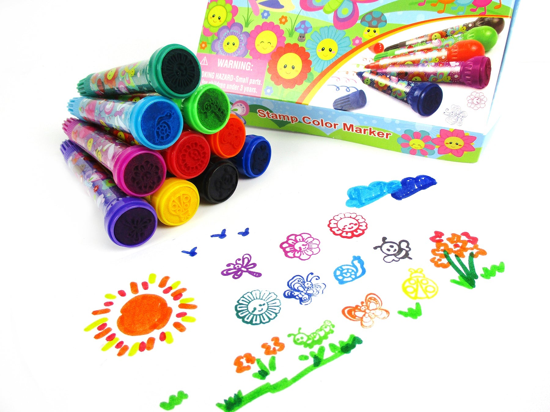 Butterfly And Flowers Stamp Marker Set - Set Of 10