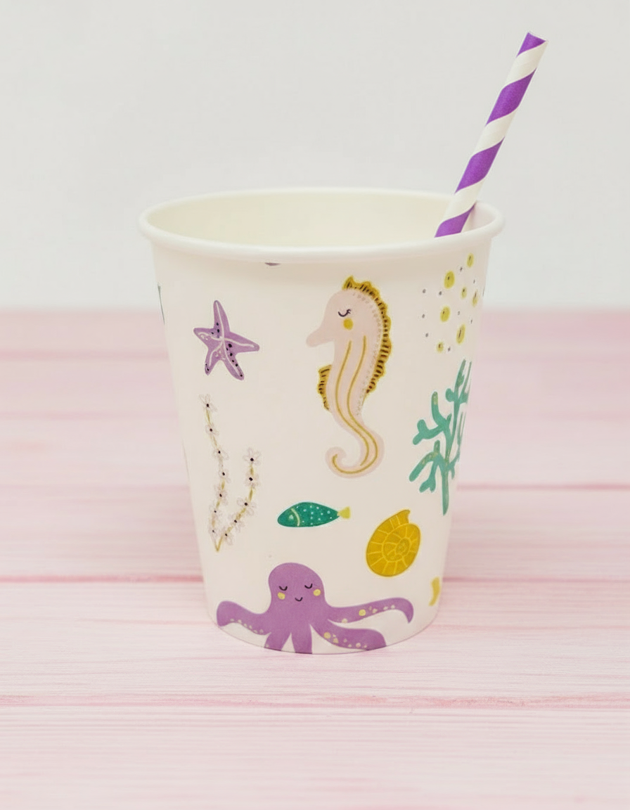 Mermaid Paper Cups 9oz (8 Pack)
