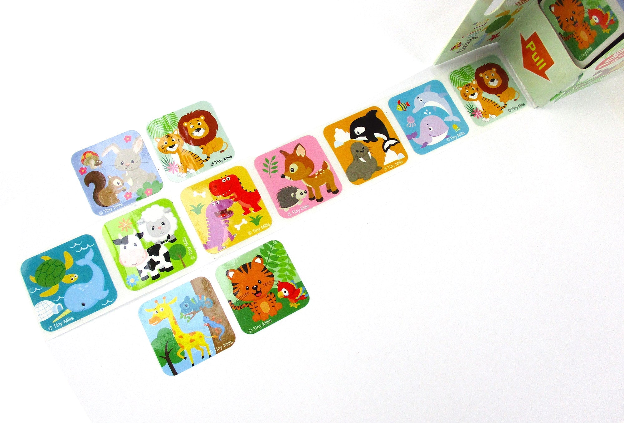 Animal Stickers 100 Stickers/dispenser, Pack Of 1, 6 Or 12 Dispensers