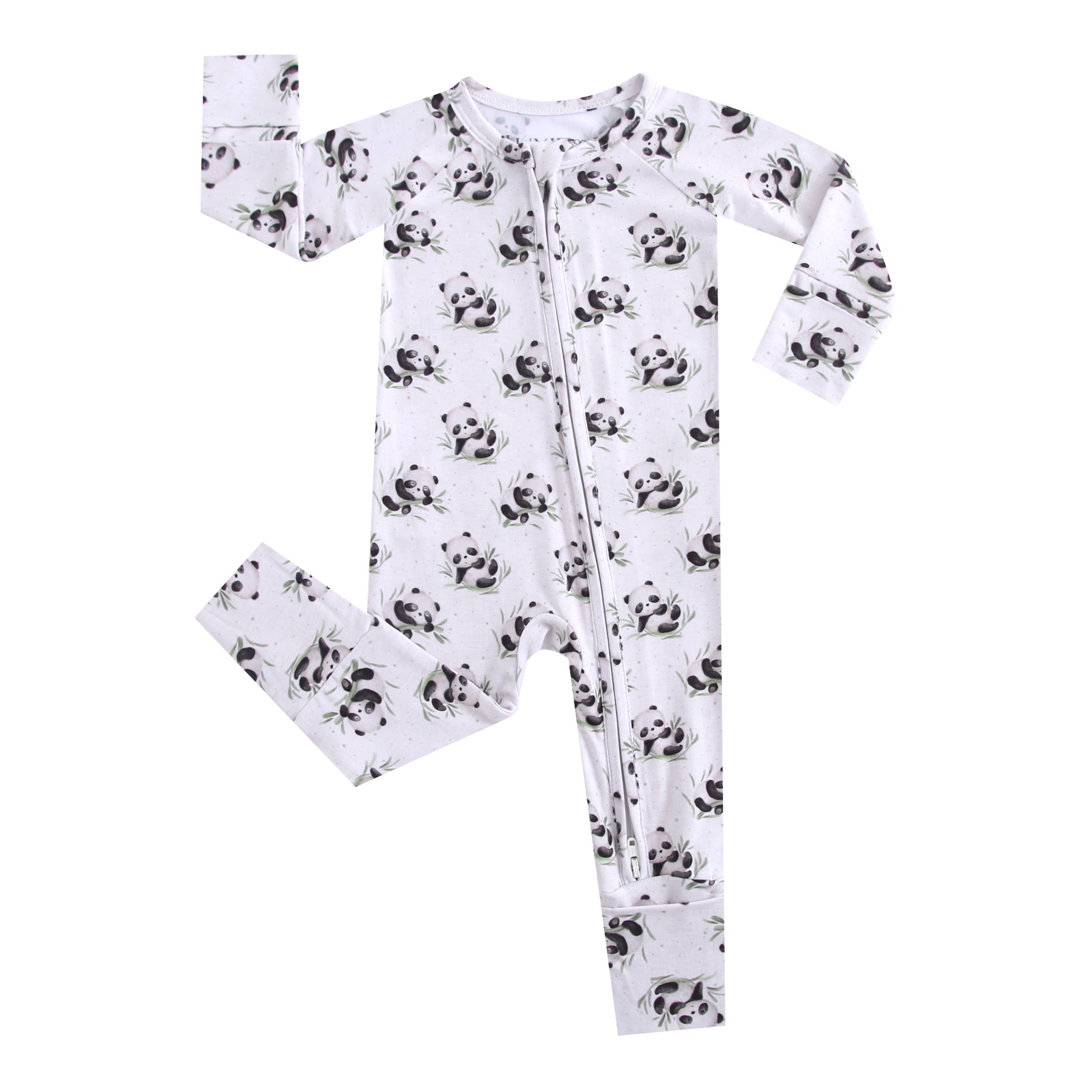 Lucky Panda Zippered Baby Romper