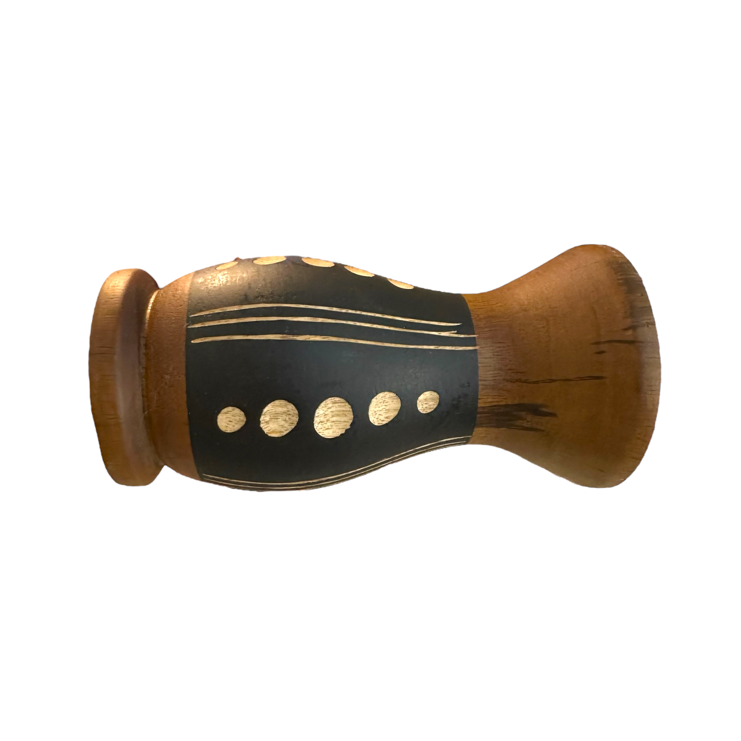 Handcrafted Mango Wood Vase Dots Style