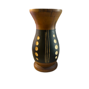 Handcrafted Mango Wood Vase Dots Style