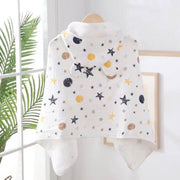 Muslin Cotton Baby Boy Robe – Hooded Moon & Stars Bath Towel
