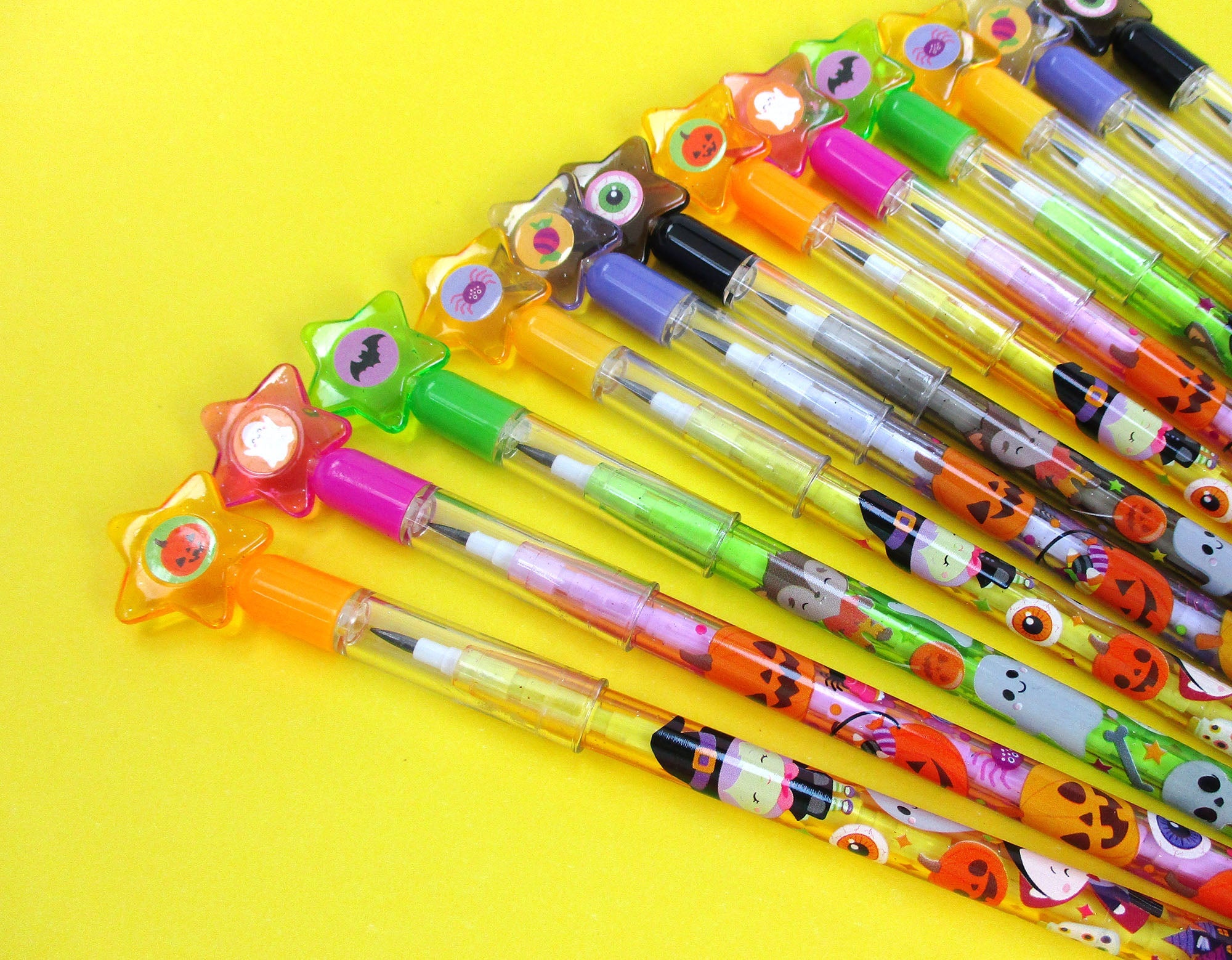 New Spooky Halloween Stackable Multi Point Pencils - Set Of 6