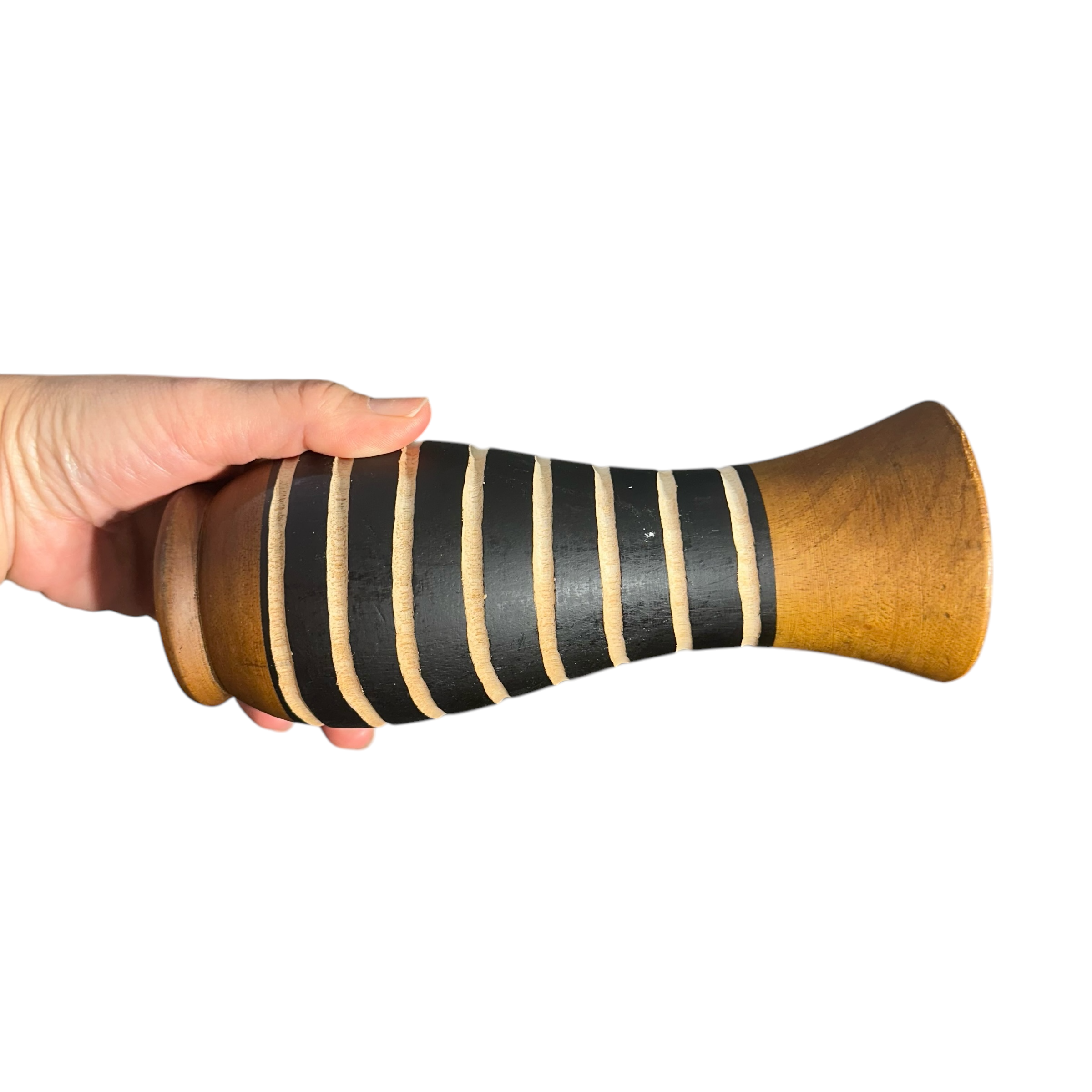 Tall Handcrafted Mango Wood Vase Bee Pattern