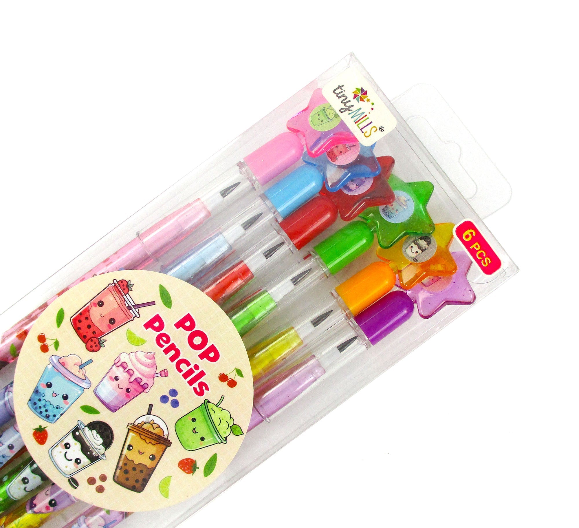 Boba Stackable Multi Point Pencils - Set Of 6