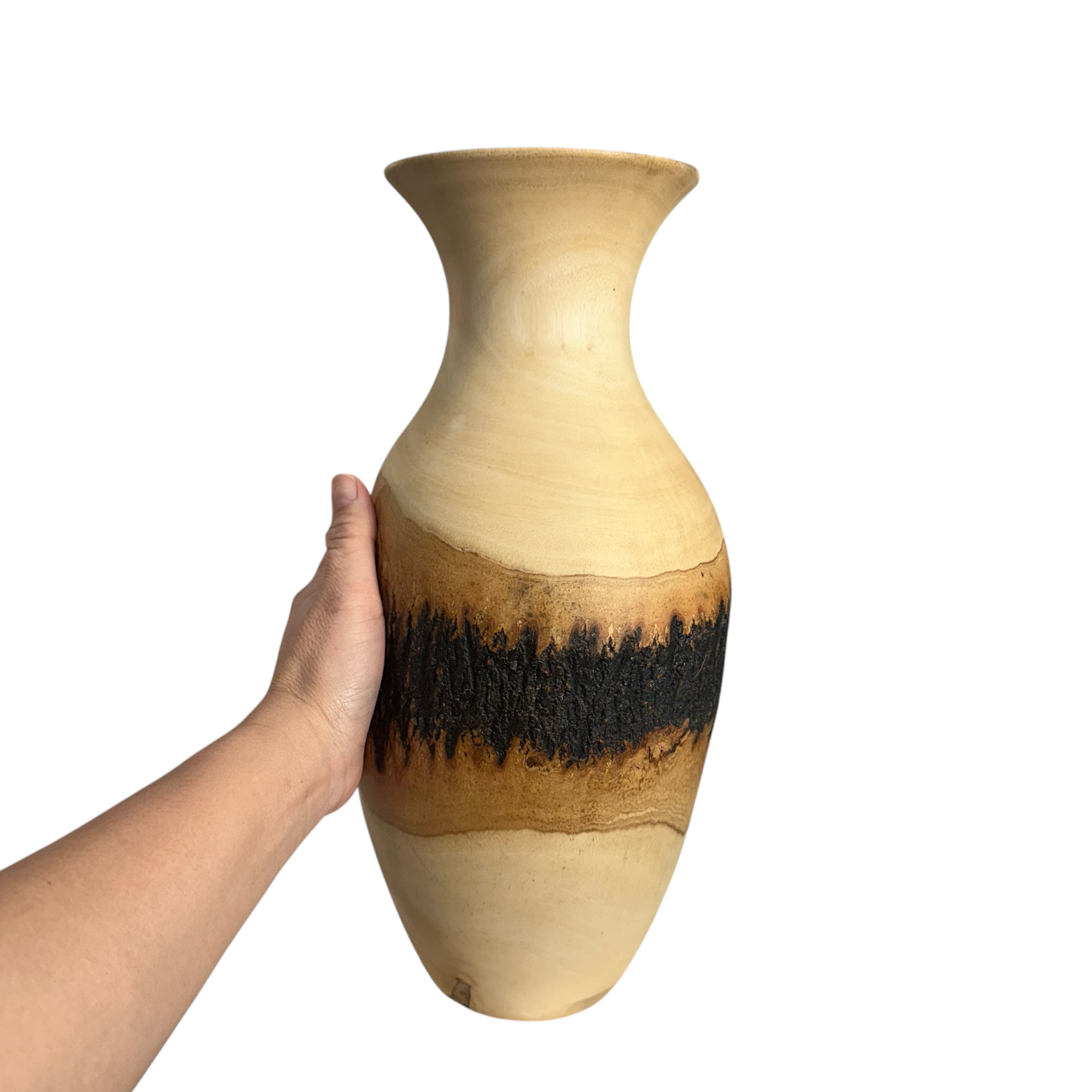 Large-natural-wood-bark-texture-handcrafted-mango-wood-vase-decoration