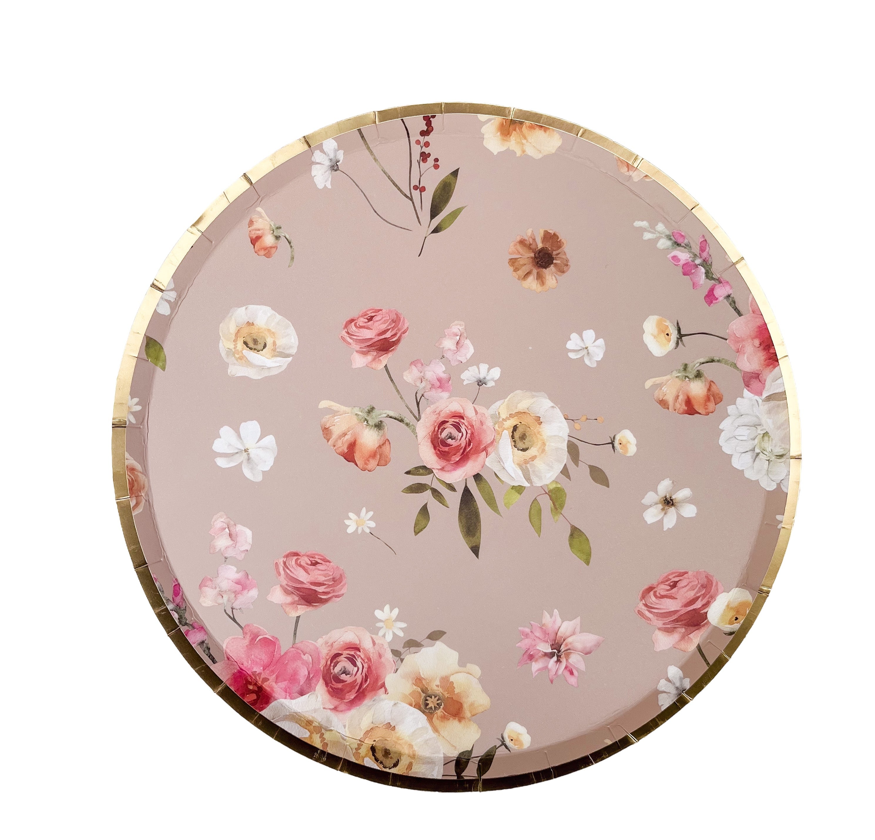 Floral Beige Plate, Small