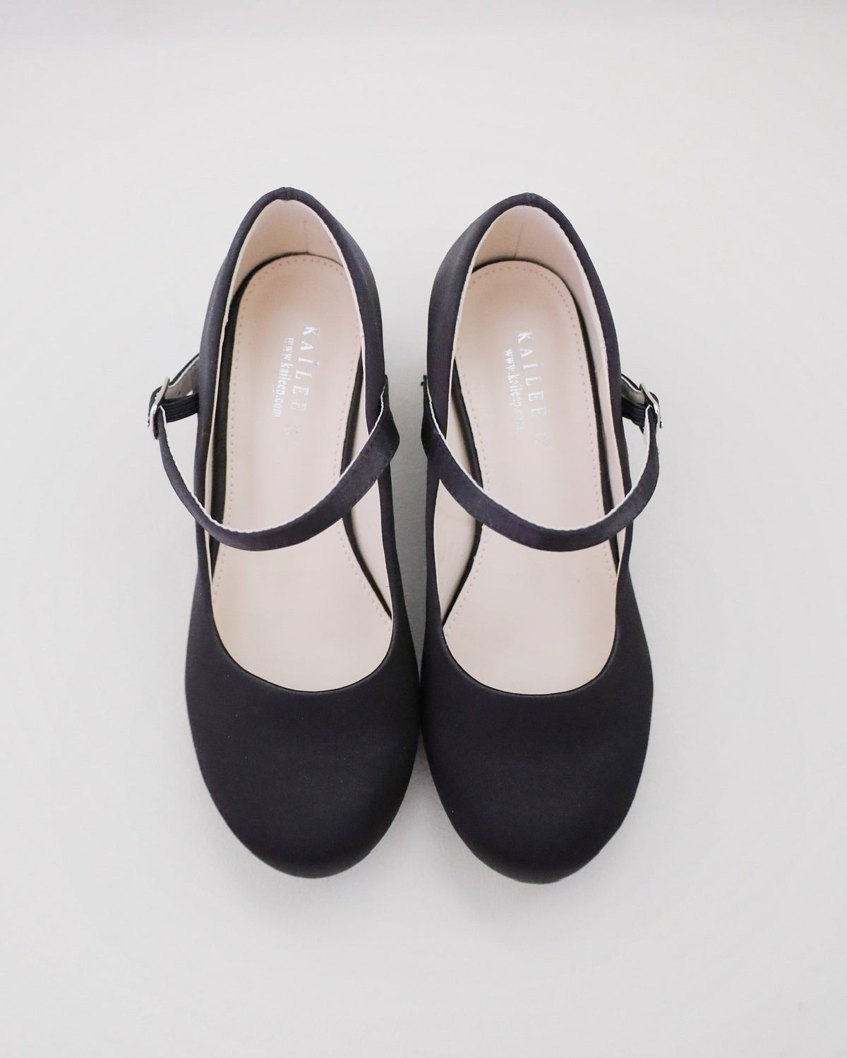 Girls Satin Mary Jane Block Heel