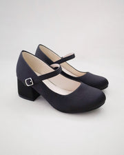 Girls Satin Mary Jane Block Heel