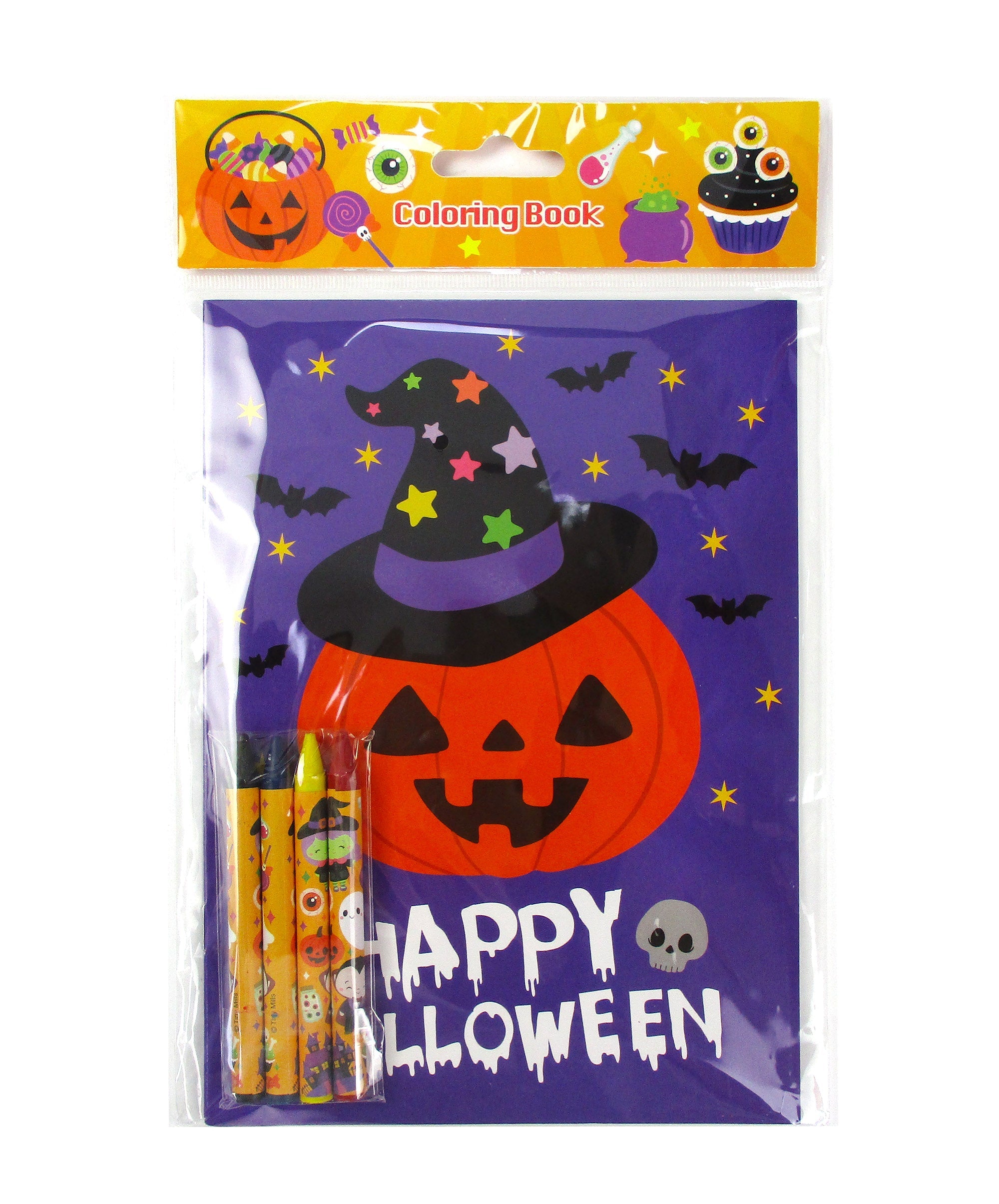 New Spooky Halloween Coloring Books With Crayons Party Favors - Set Of 6 Or 12