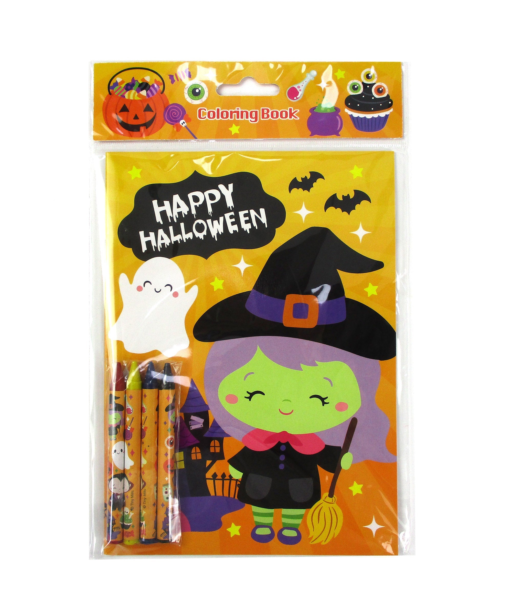 New Spooky Halloween Coloring Books With Crayons Party Favors - Set Of 6 Or 12