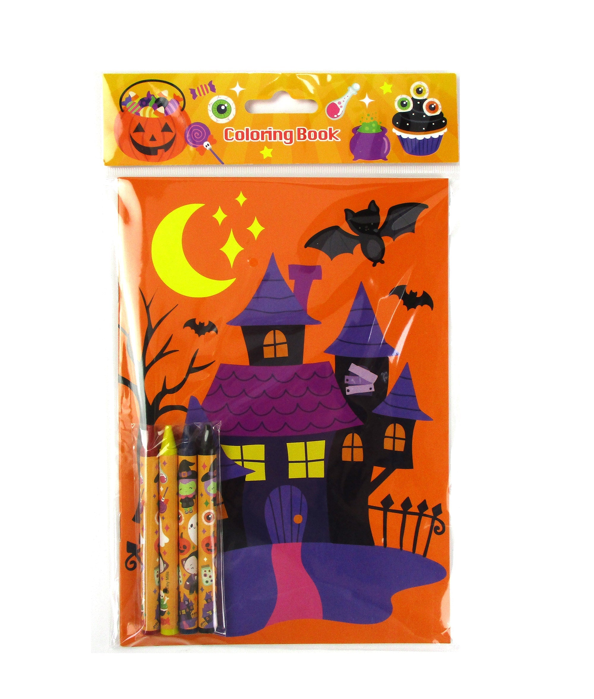 New Spooky Halloween Coloring Books With Crayons Party Favors - Set Of 6 Or 12