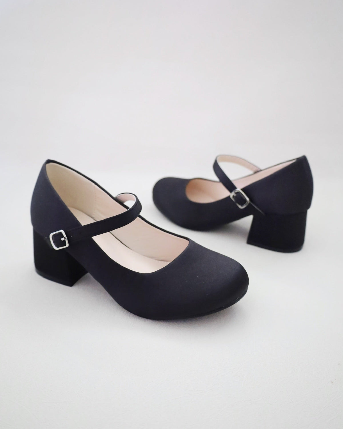 Girls Satin Mary Jane Block Heel