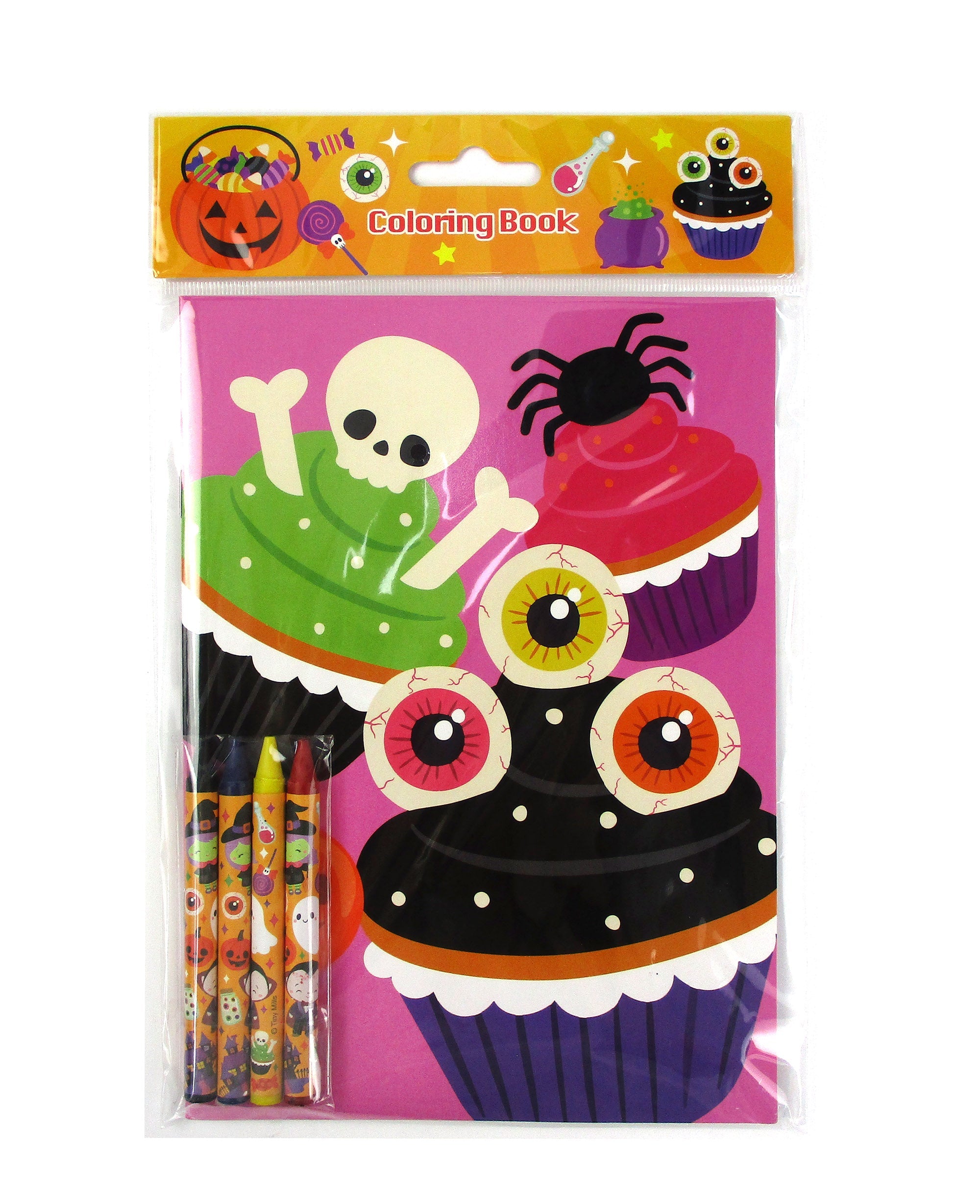 New Spooky Halloween Coloring Books With Crayons Party Favors - Set Of 6 Or 12