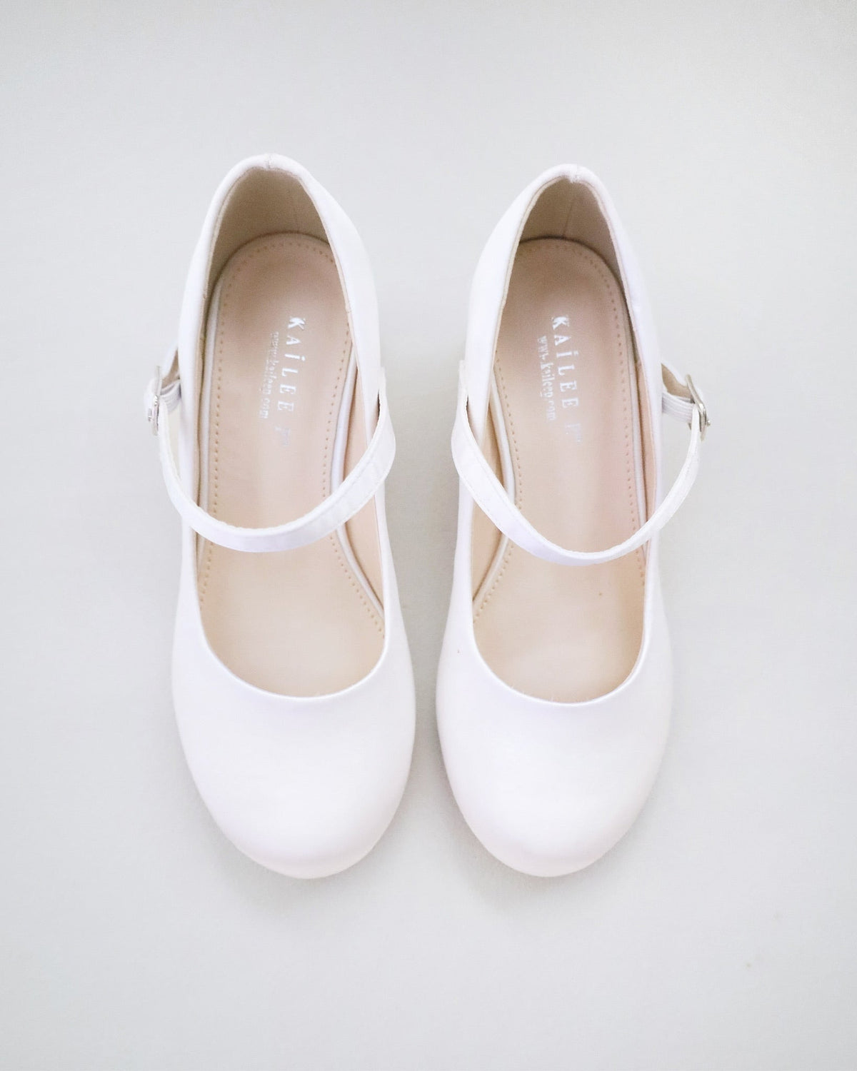 Girls Satin Mary Jane Block Heel