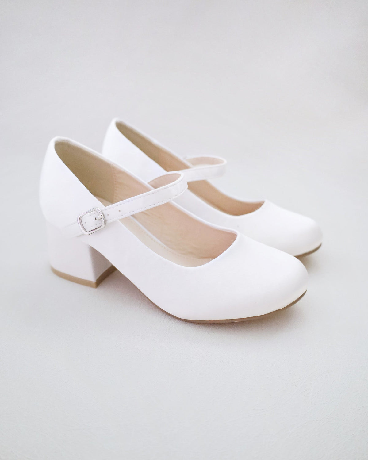 Girls Satin Mary Jane Block Heel