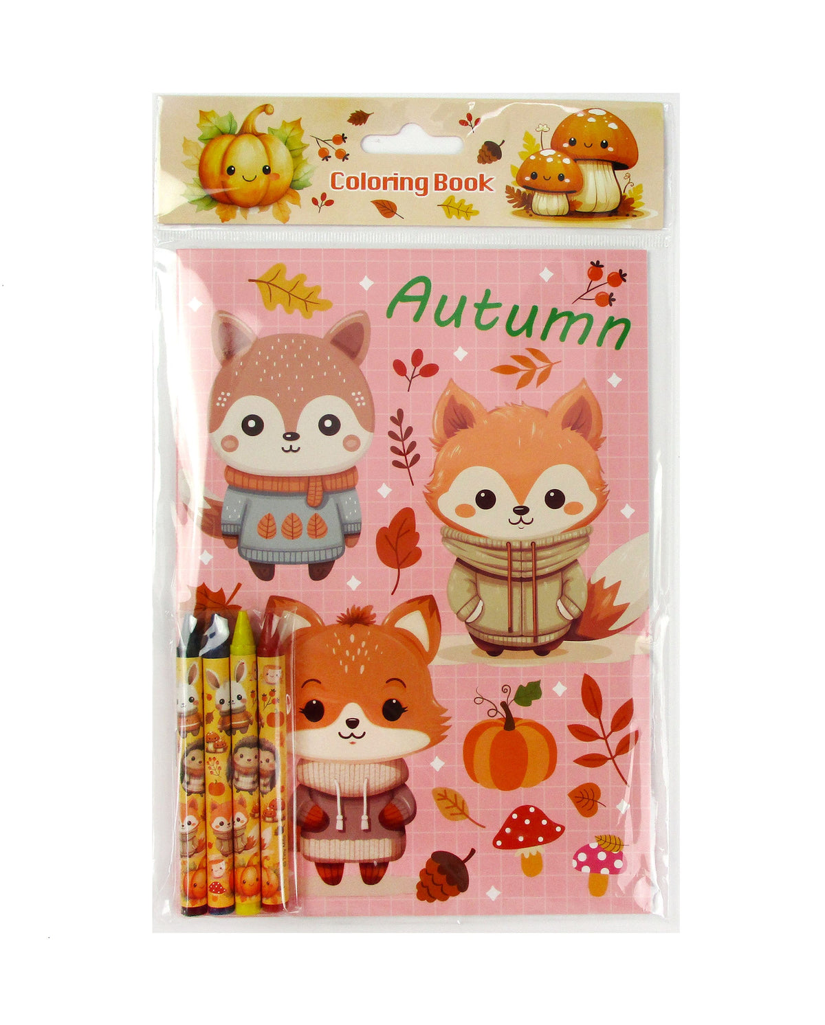 Cozy Autumn Animals Coloring Books With Crayons Party Favors - Set Of 6 Or 12