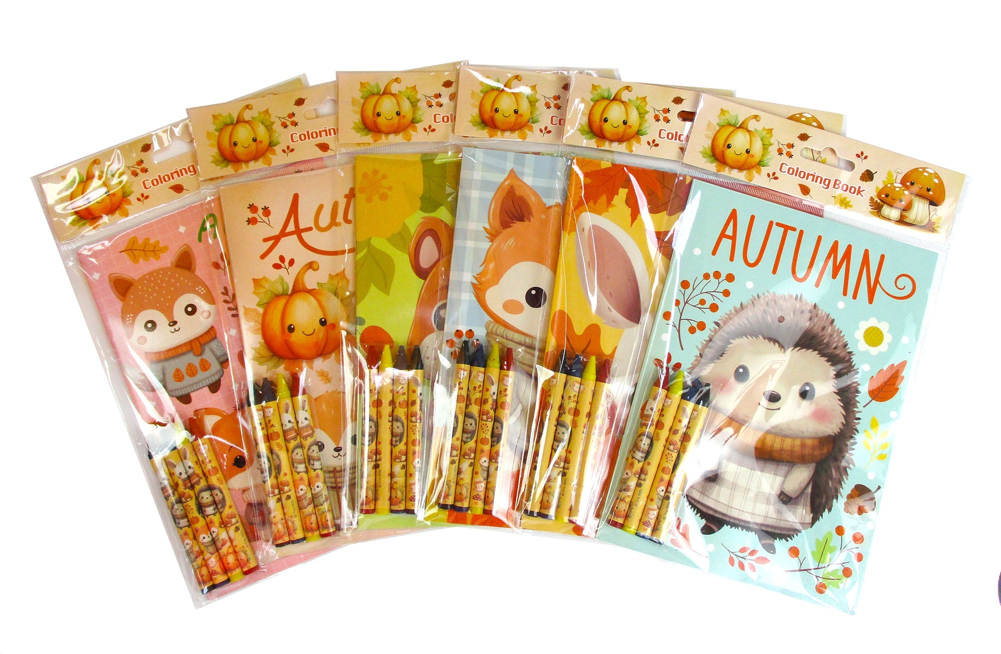 Cozy Autumn Animals Coloring Books With Crayons Party Favors - Set Of 6 Or 12