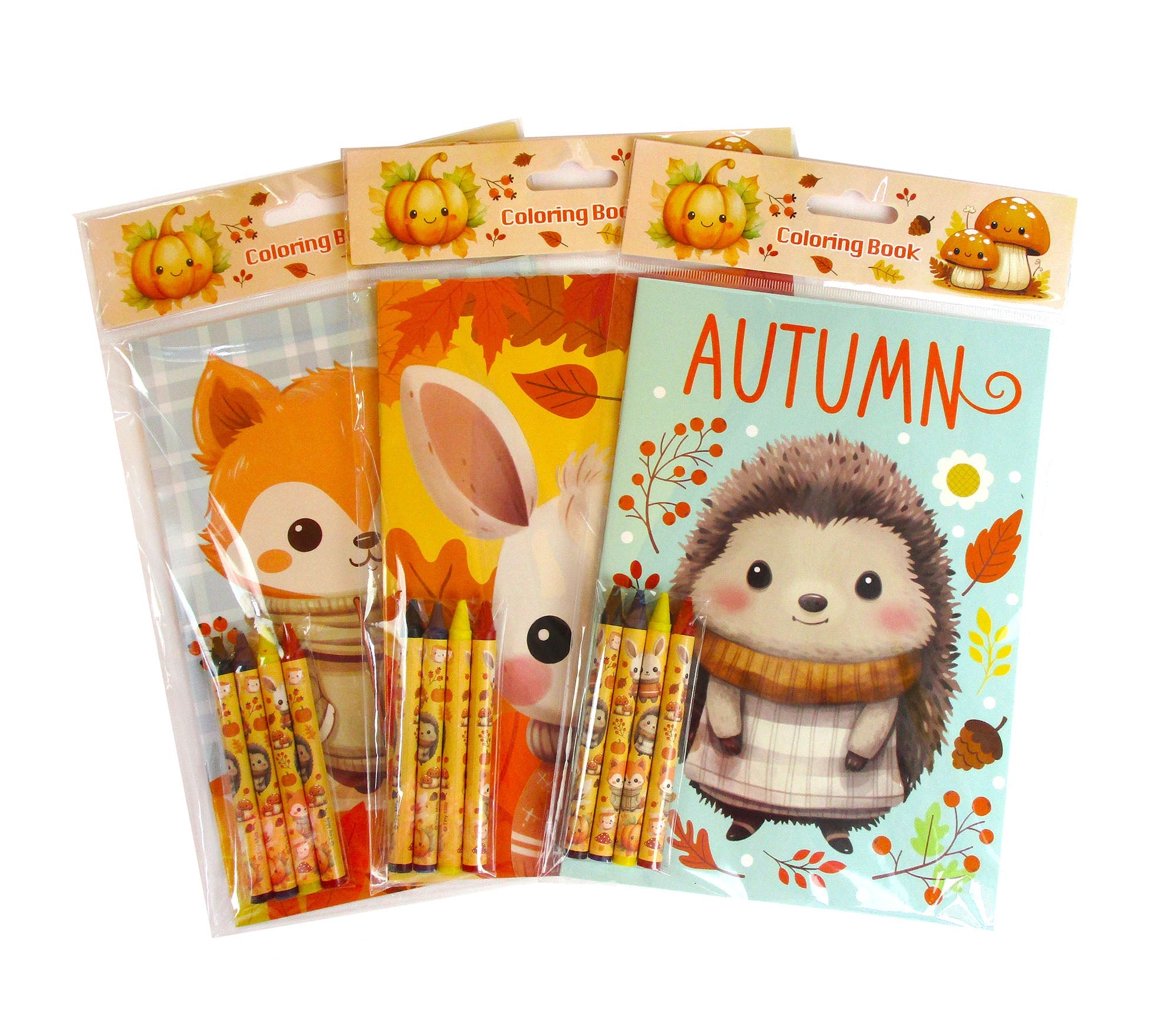 Cozy Autumn Animals Coloring Books With Crayons Party Favors - Set Of 6 Or 12