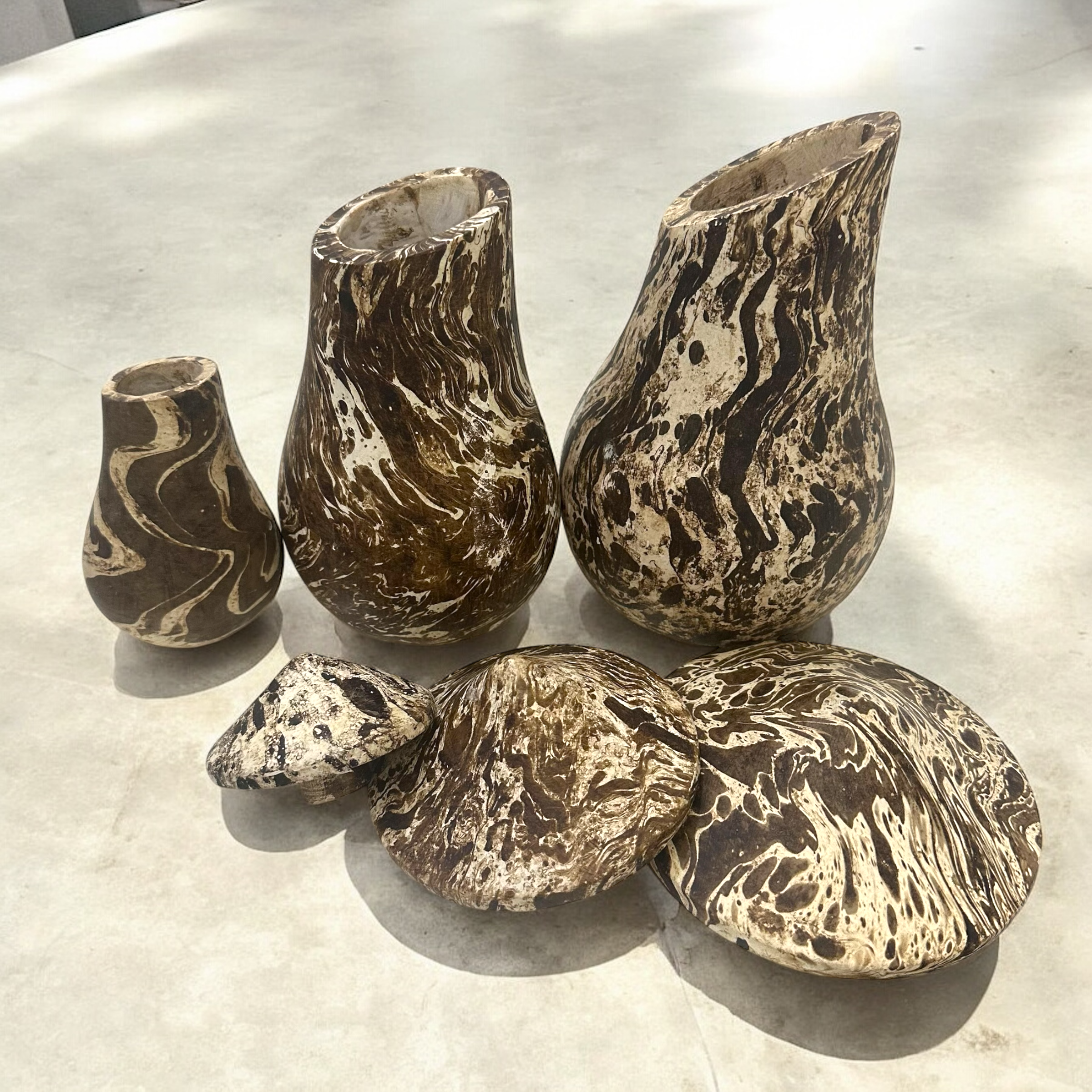 Mystic Grove Hand-carved Wooden Mushroom Decor Set