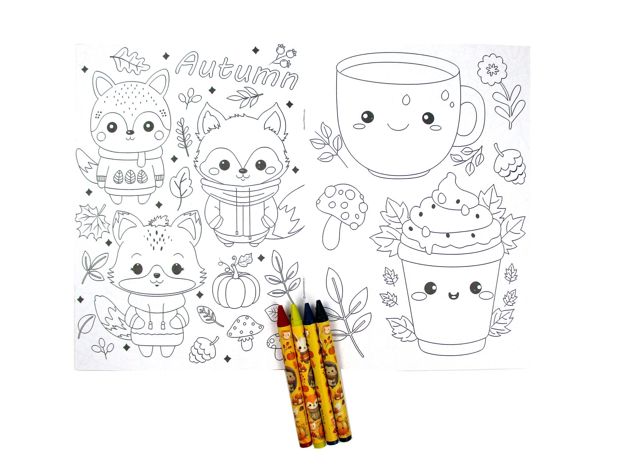 Cozy Autumn Animals Coloring Books With Crayons Party Favors - Set Of 6 Or 12