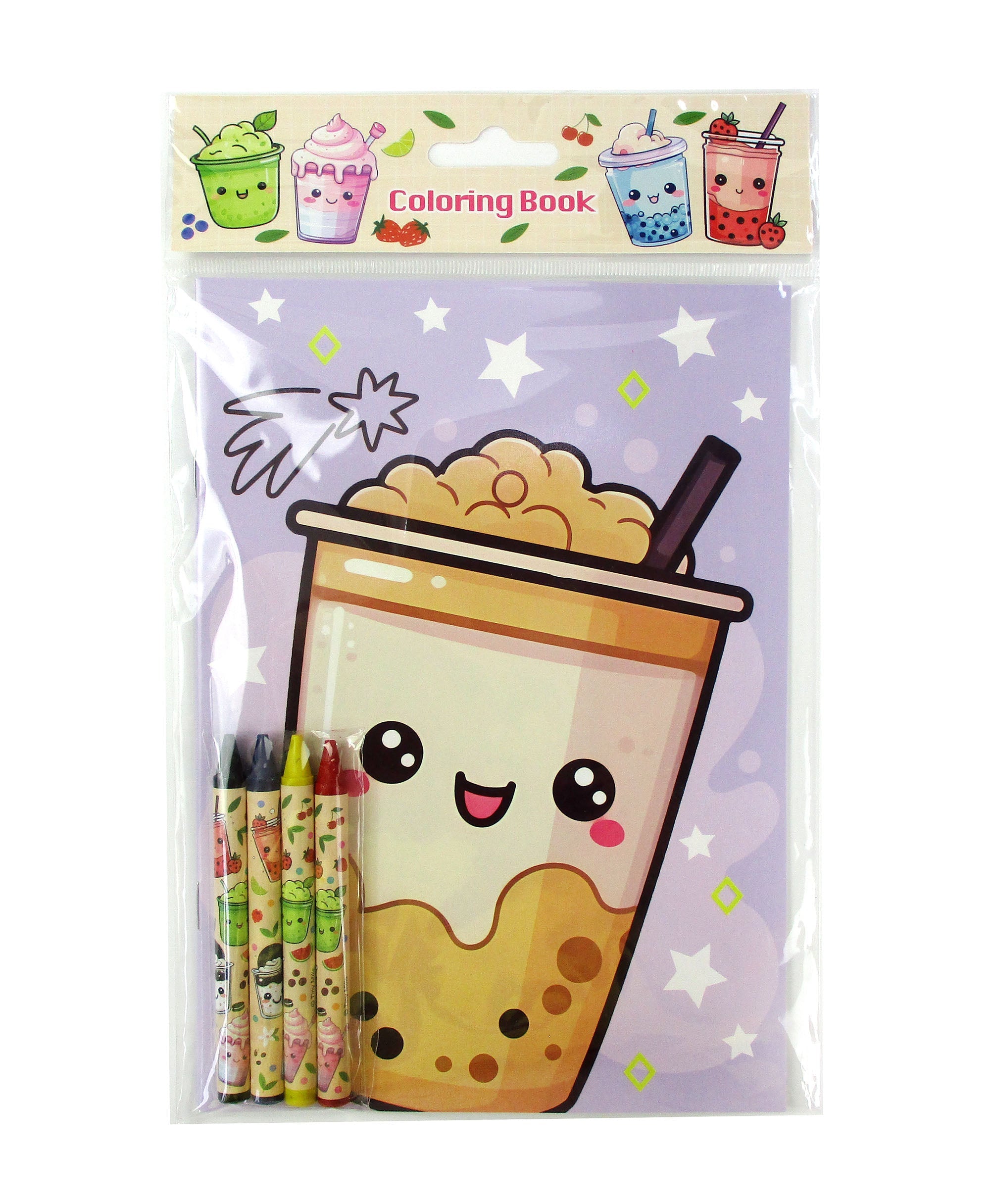 Boba Coloring Books With Crayons Party Favors - Set Of 6 Or 12