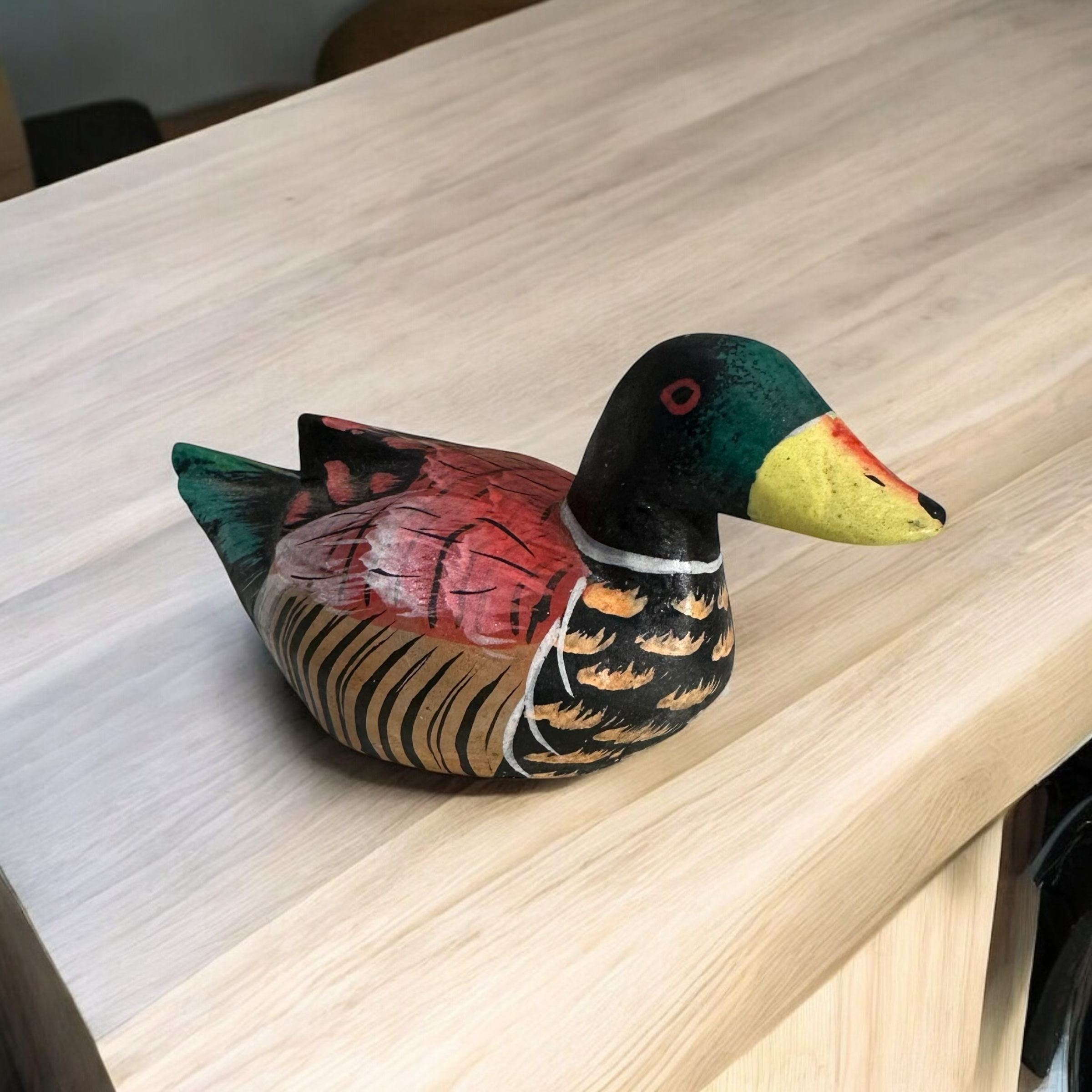 Handcrafted-wooden-duck-figurine
