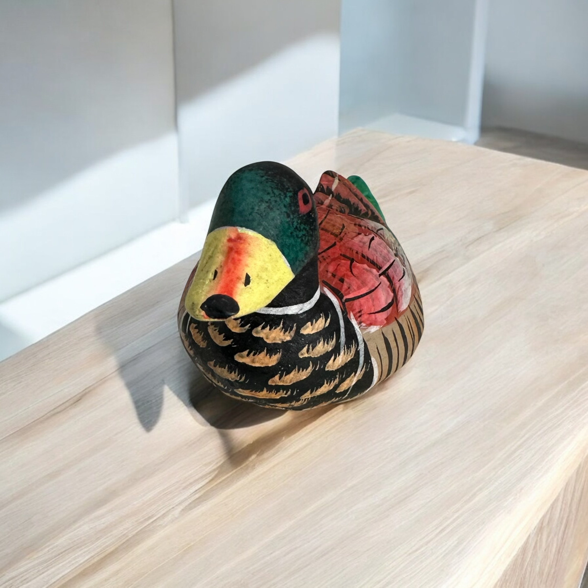 Handcrafted-wooden-duck-figurine