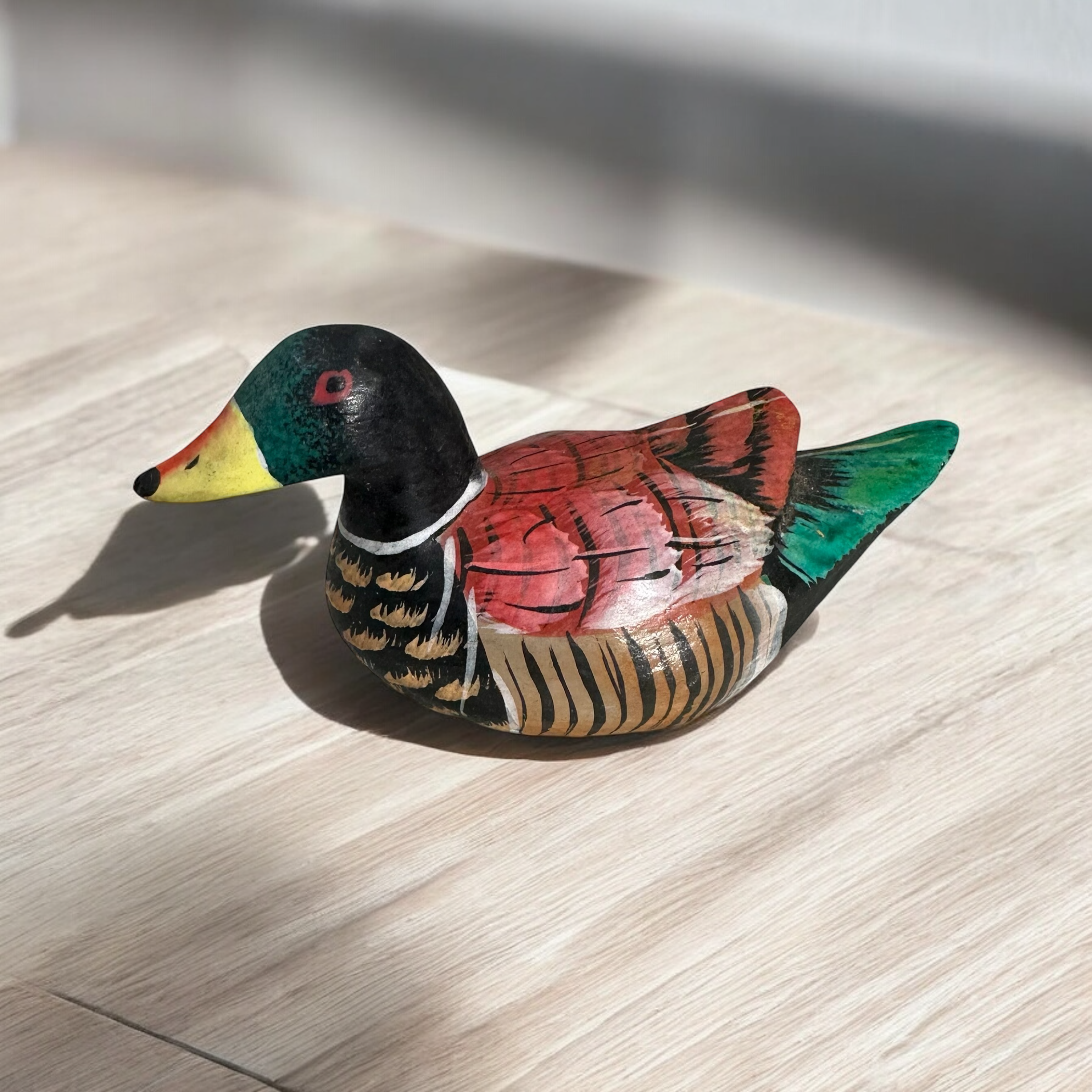 Handcrafted-wooden-duck-figurine