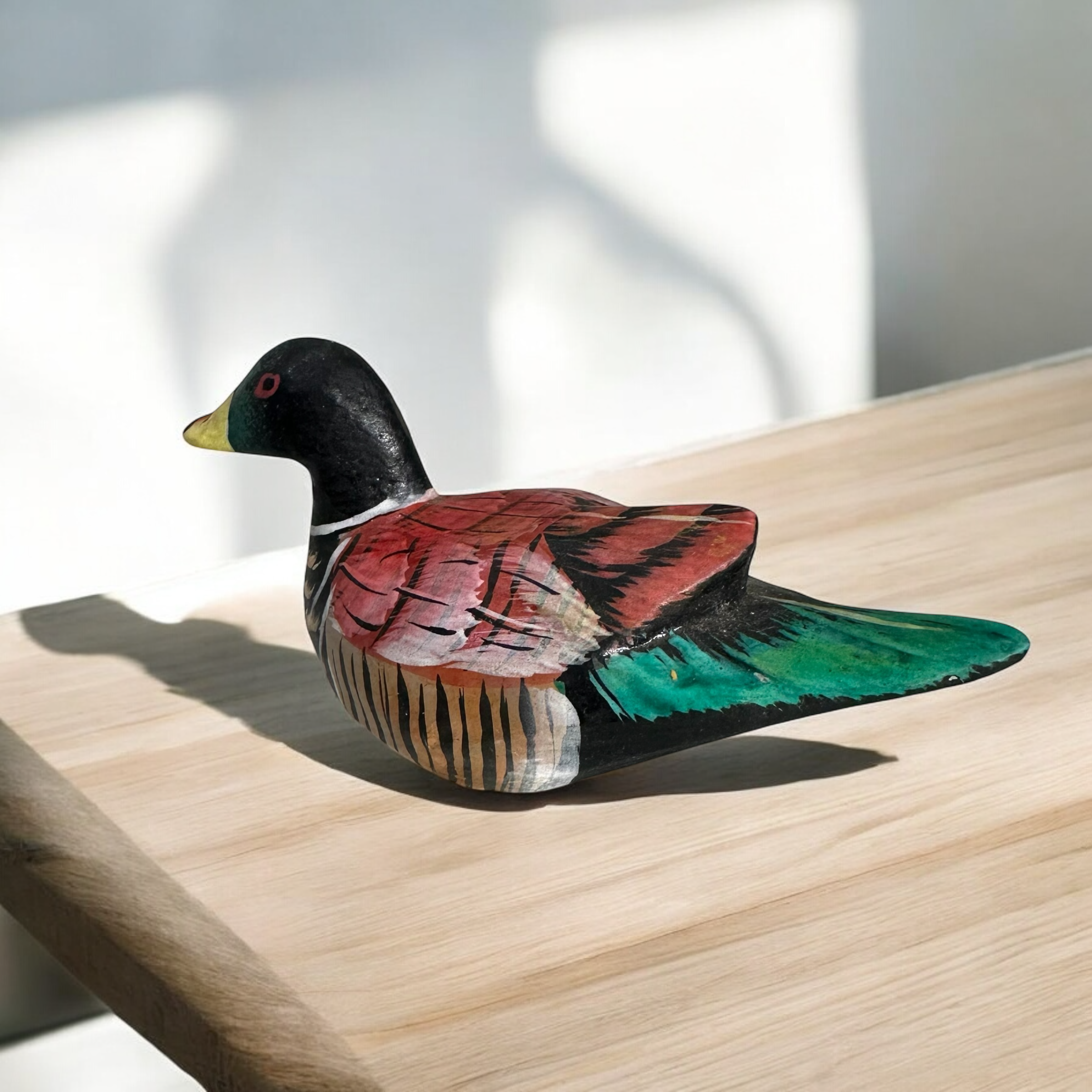 Handcrafted-wooden-duck-figurine