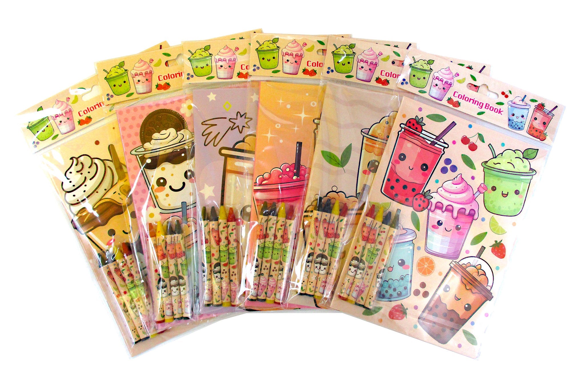 Boba Coloring Books With Crayons Party Favors - Set Of 6 Or 12