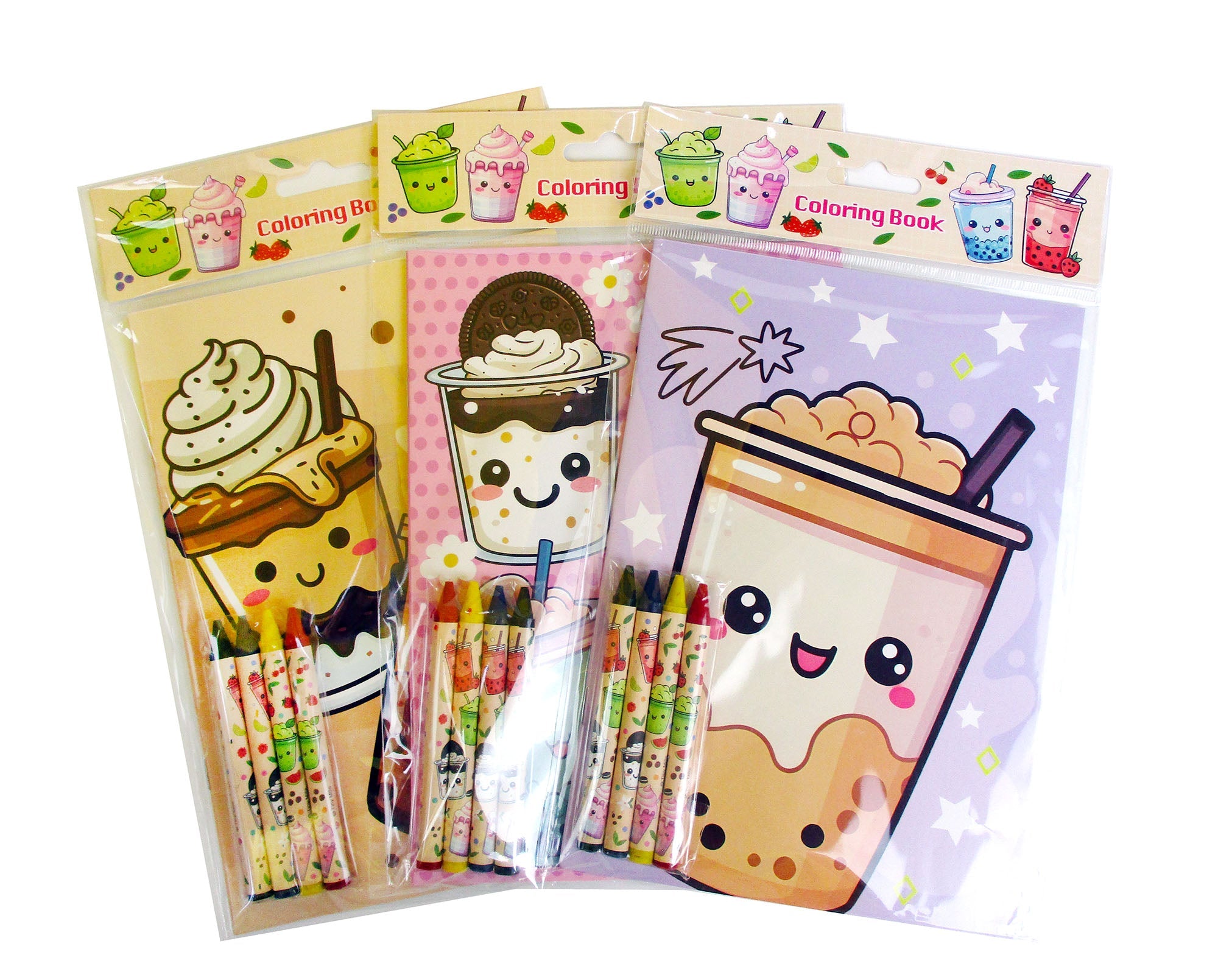 Boba Coloring Books With Crayons Party Favors - Set Of 6 Or 12